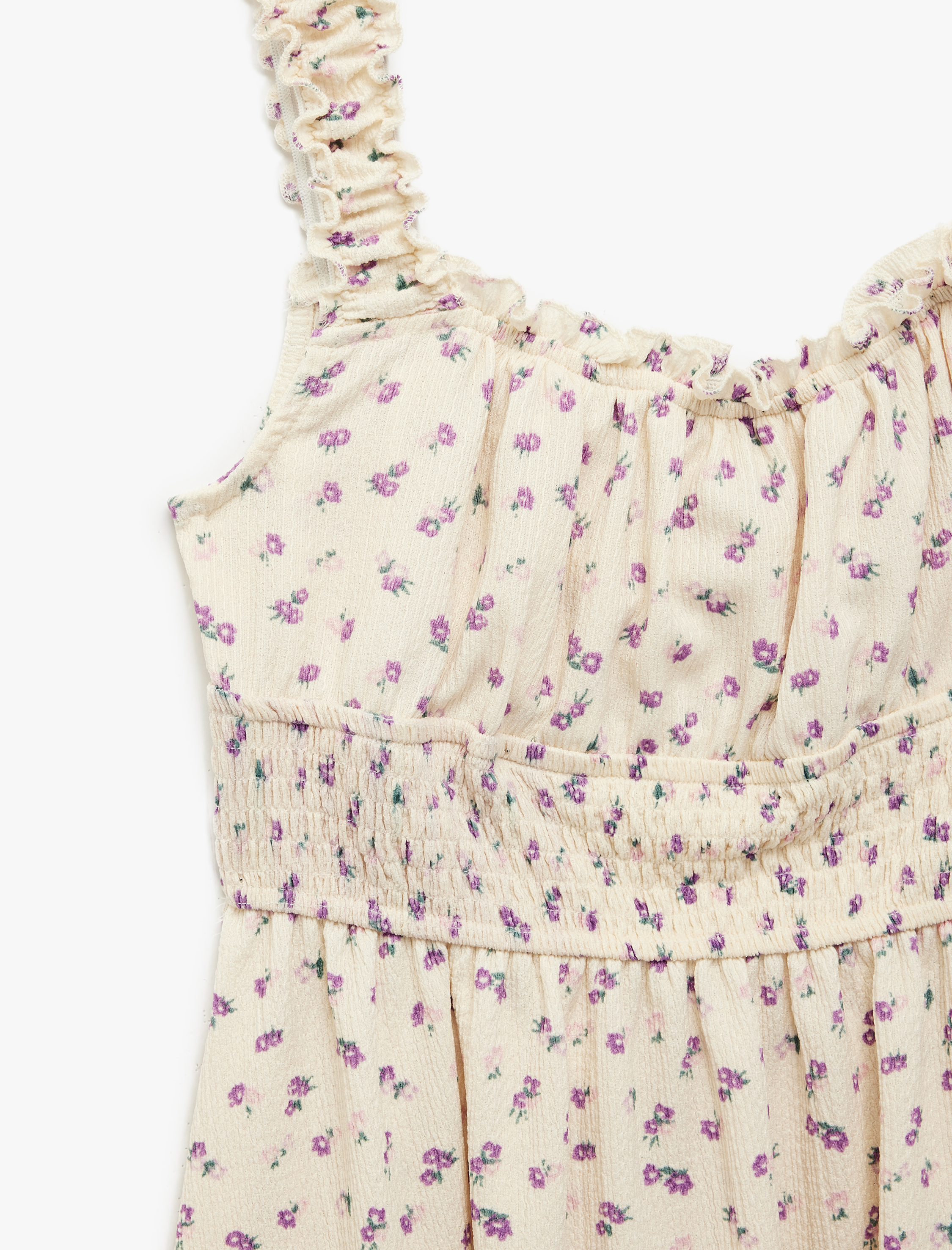  Kız Çocuk Gipeli ı Kare Yaka Çiçekli Askılı Elbise