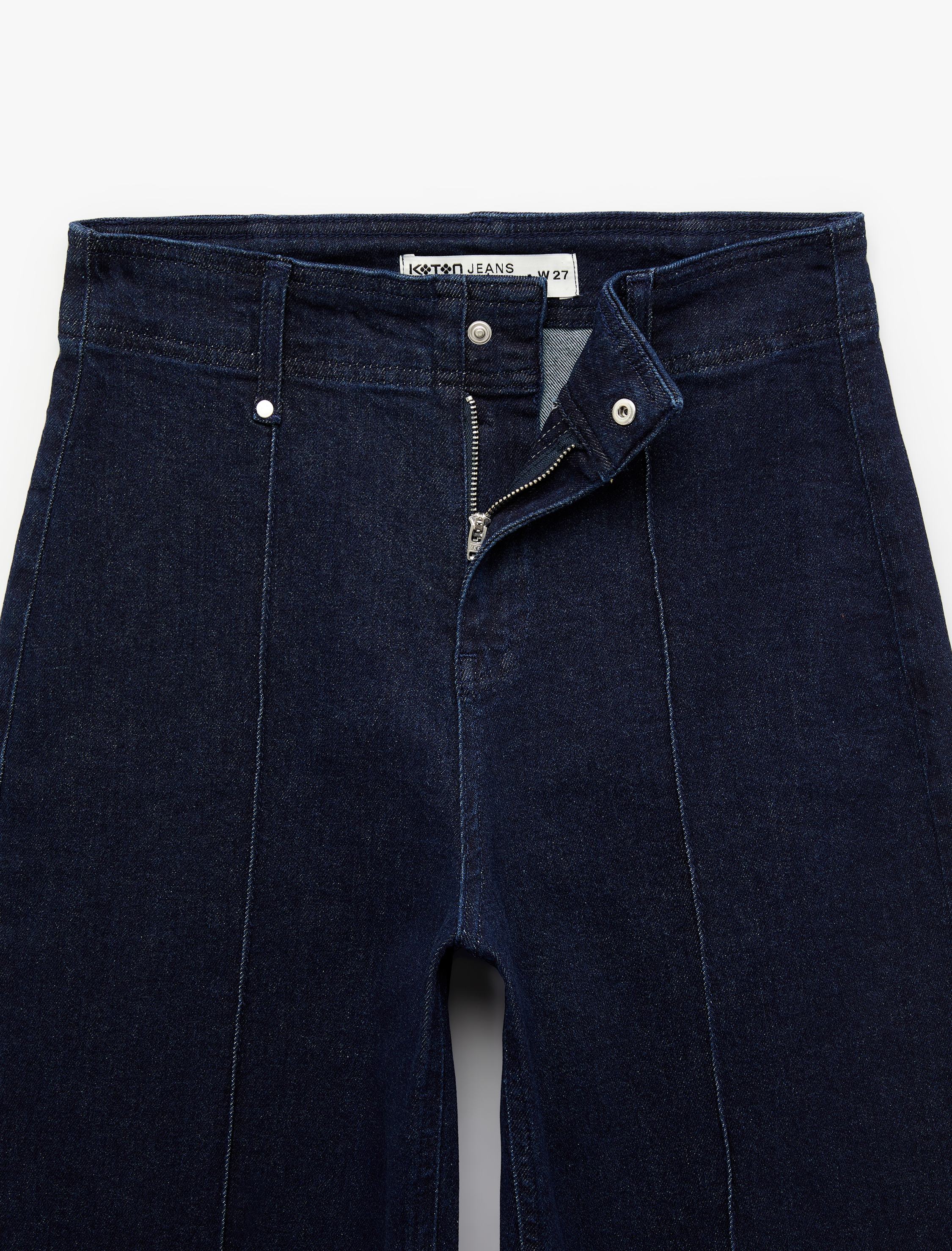   Nervürlü Yüksek Bel Rahat Kalıp Bol Paça Denim Pantolon - Culotte Jeans