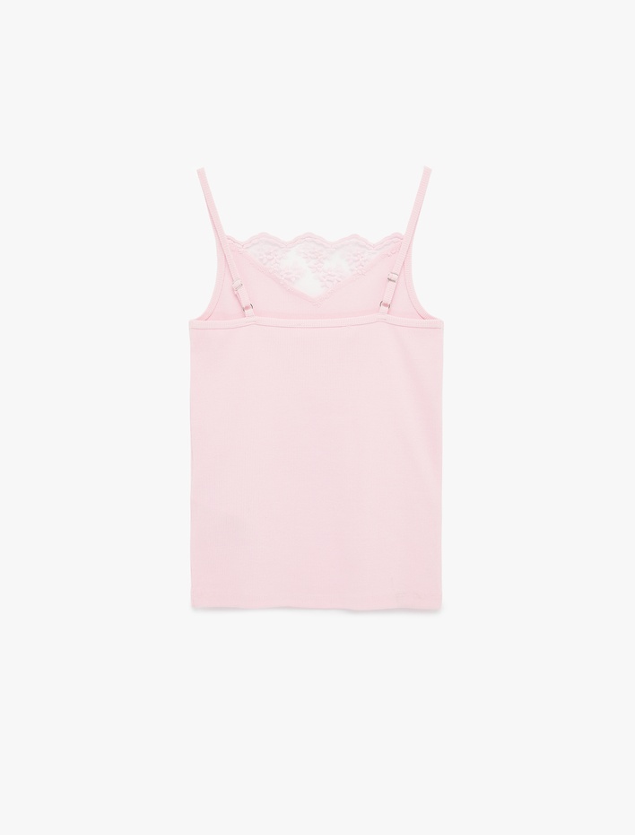  Pamuklu İp Askılı Dantel Detaylı Slim Fit Kolsuz Atlet