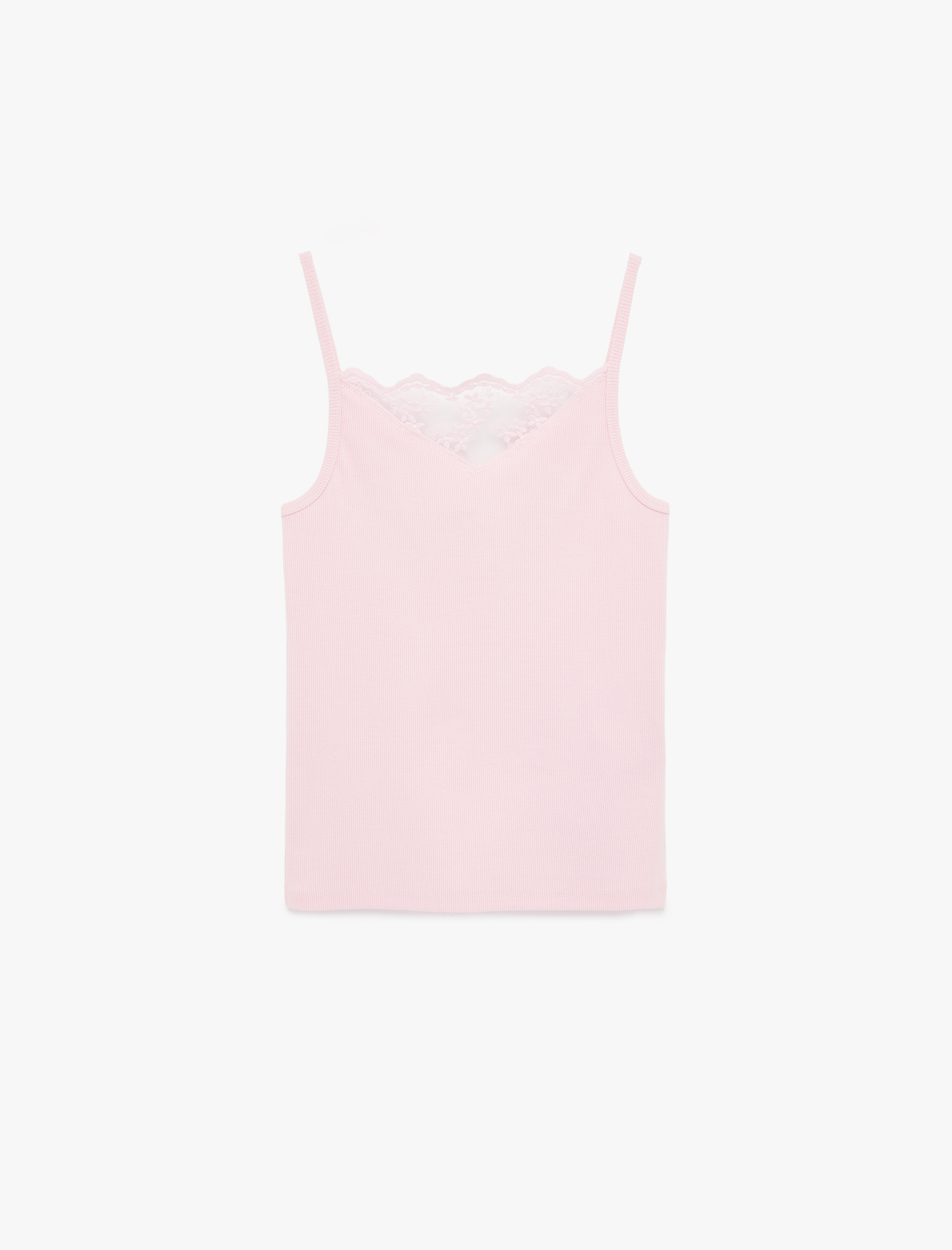   Pamuklu İp Askılı Dantel Detaylı Slim Fit Kolsuz Atlet