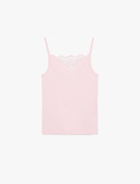 Pamuklu İp Askılı Dantel Detaylı Slim Fit Kolsuz Atlet