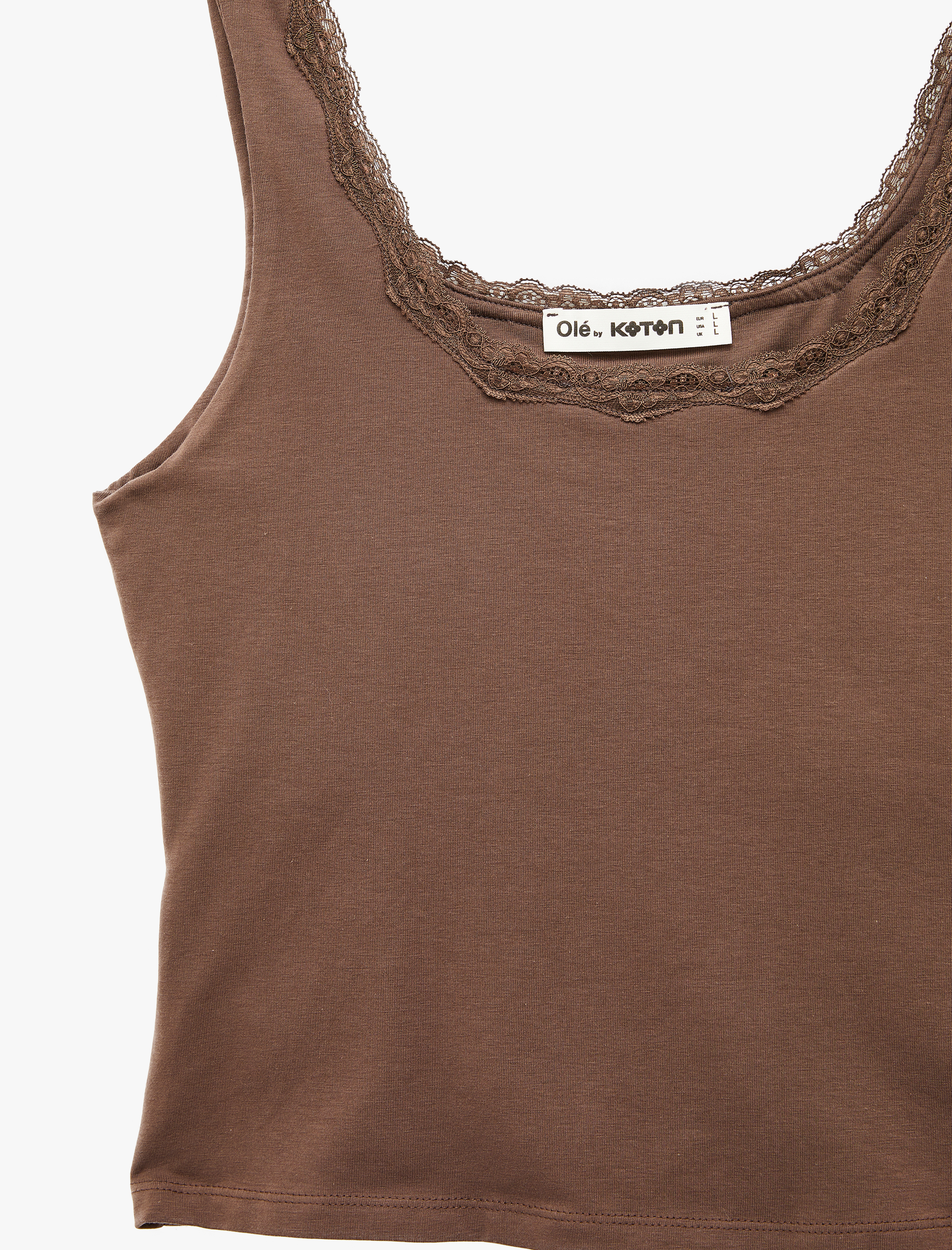   Slim Fit Pamuklu U Yaka Dantel Detaylı Kolsuz Bluz