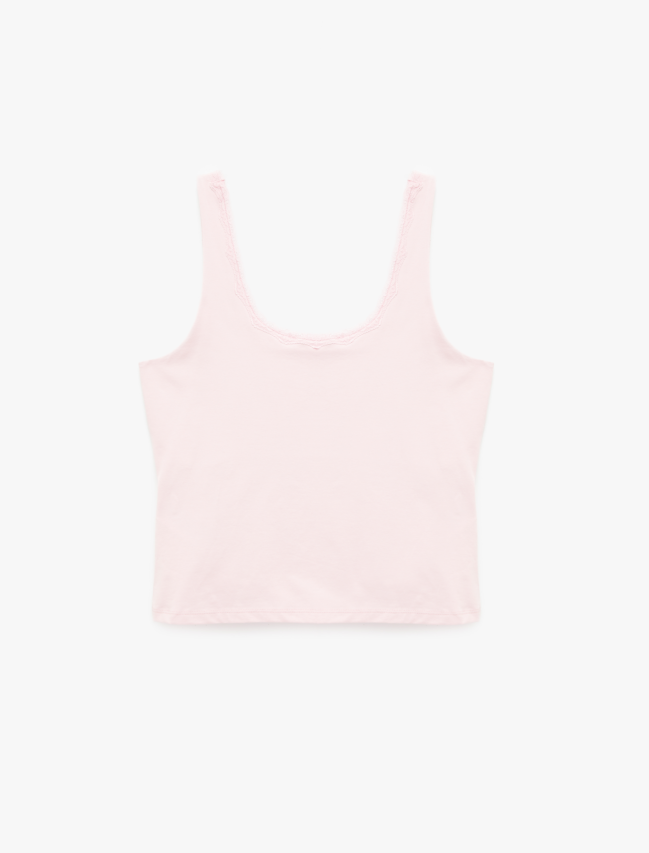   Slim Fit Pamuklu U Yaka Dantel Detaylı Kolsuz Bluz