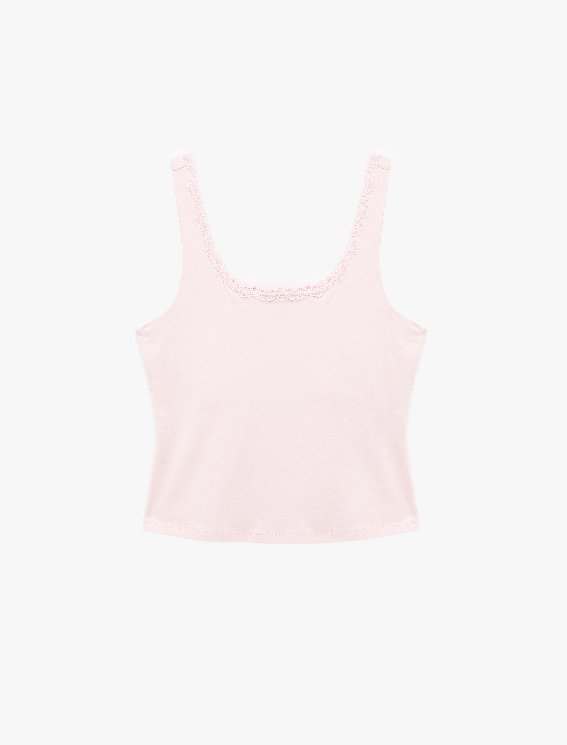   Slim Fit Pamuklu U Yaka Dantel Detaylı Kolsuz Bluz