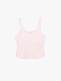 Slim Fit Pamuklu U Yaka Dantel Detaylı Kolsuz Bluz