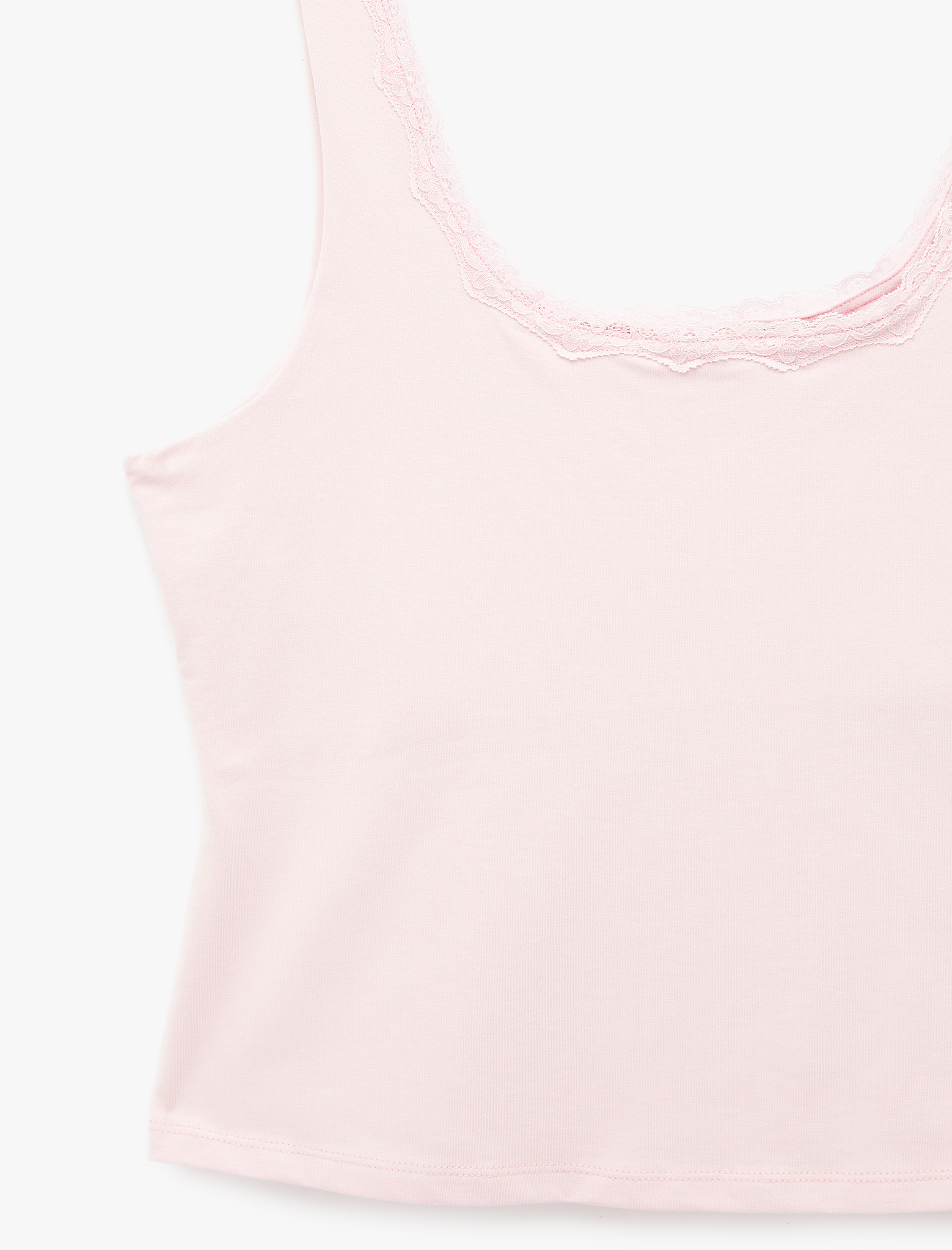   Slim Fit Pamuklu U Yaka Dantel Detaylı Kolsuz Bluz