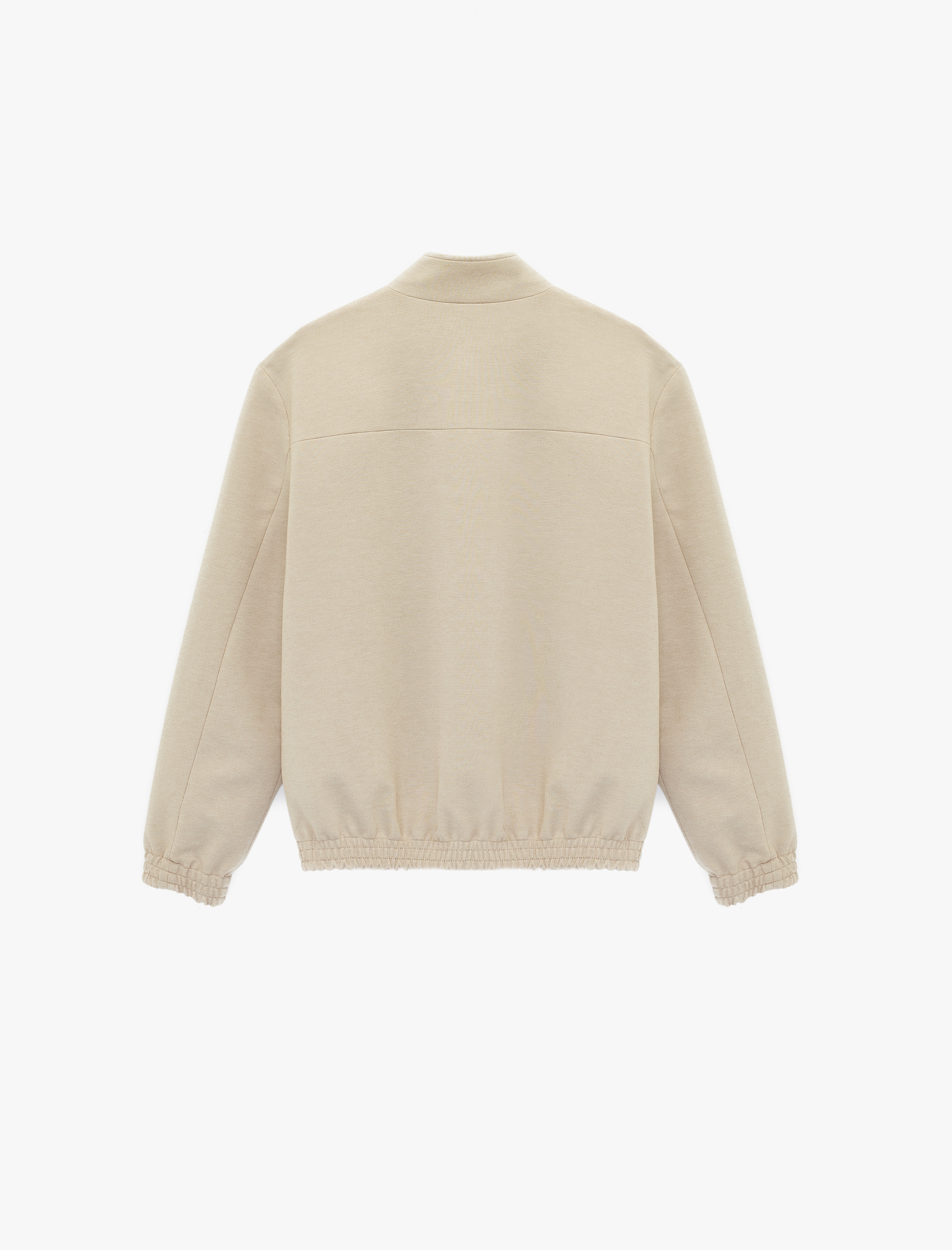   Uzun Kollu Cepli Dik Yaka Fermuarlı Slim Ceket