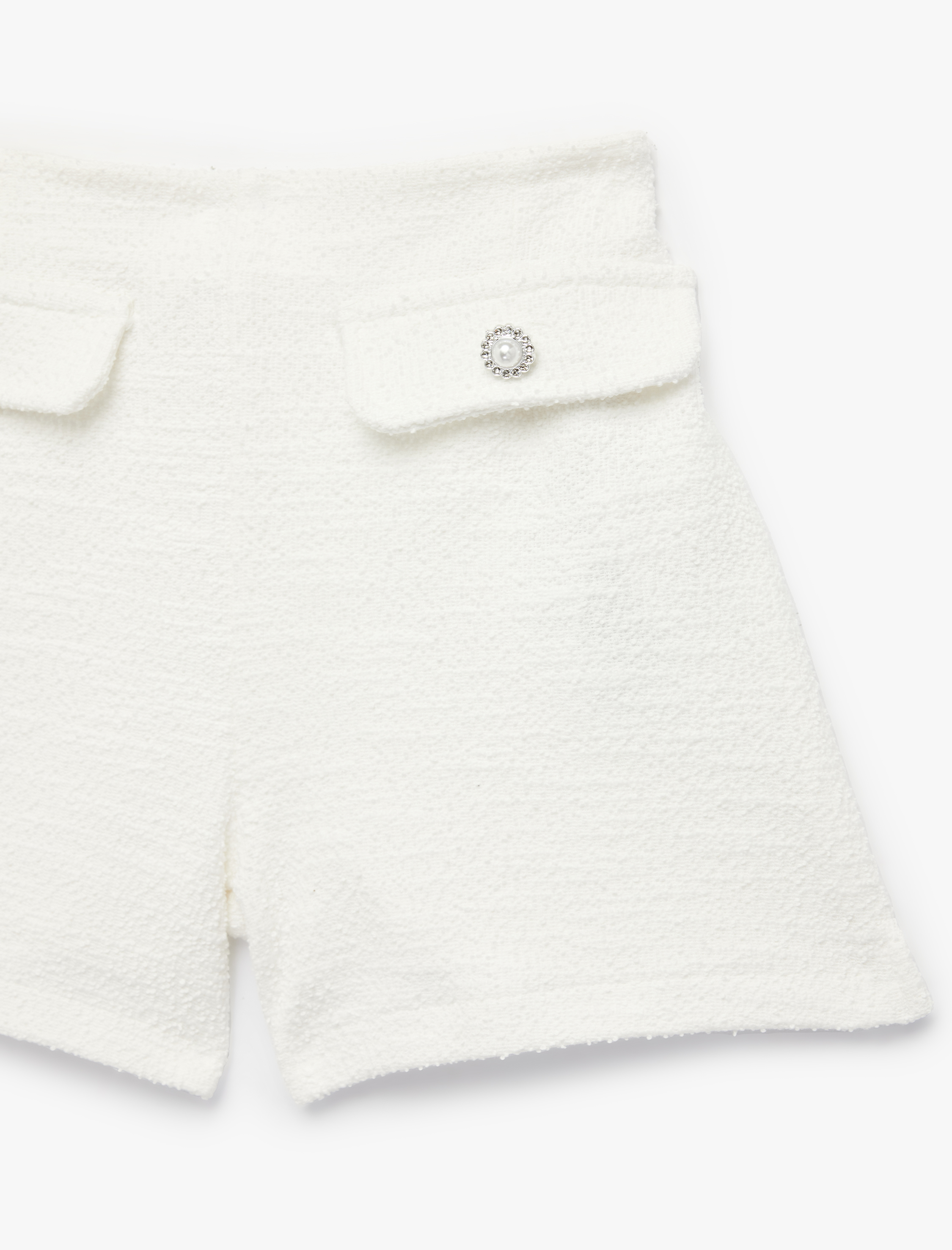  Kız Çocuk Beli Lastikli Kapaklı Cep Detaylı Tüvit Şort