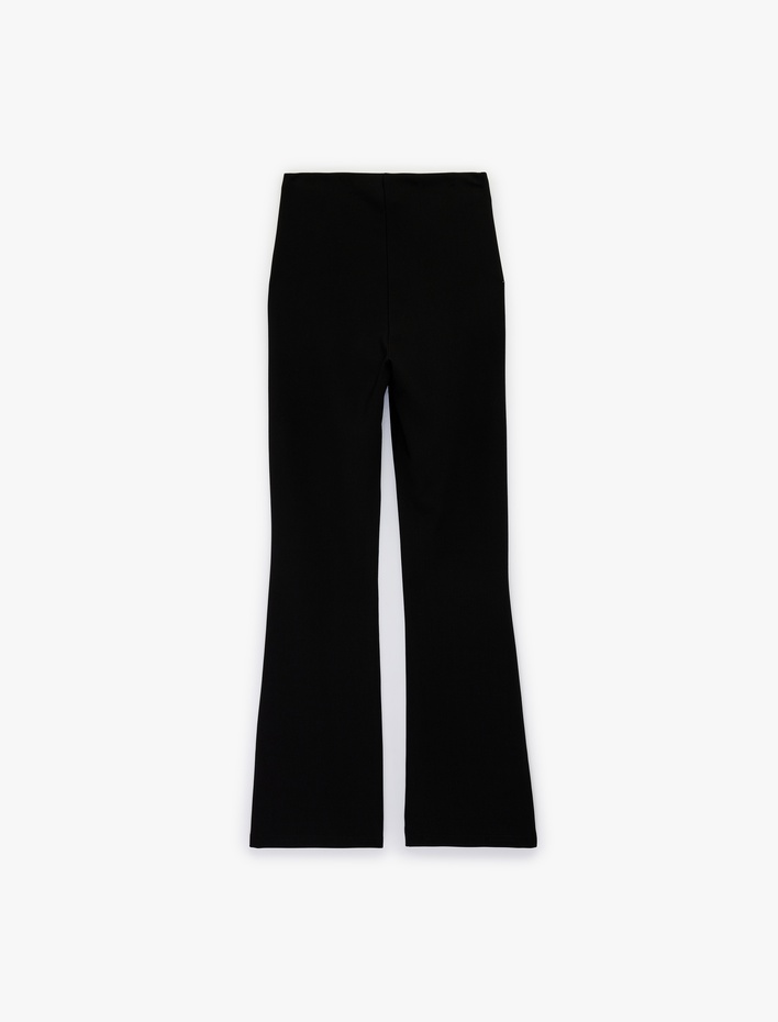  Slim Fit Yüksek Bel Kemerli İspanyol Paça Kumaş Pantolon