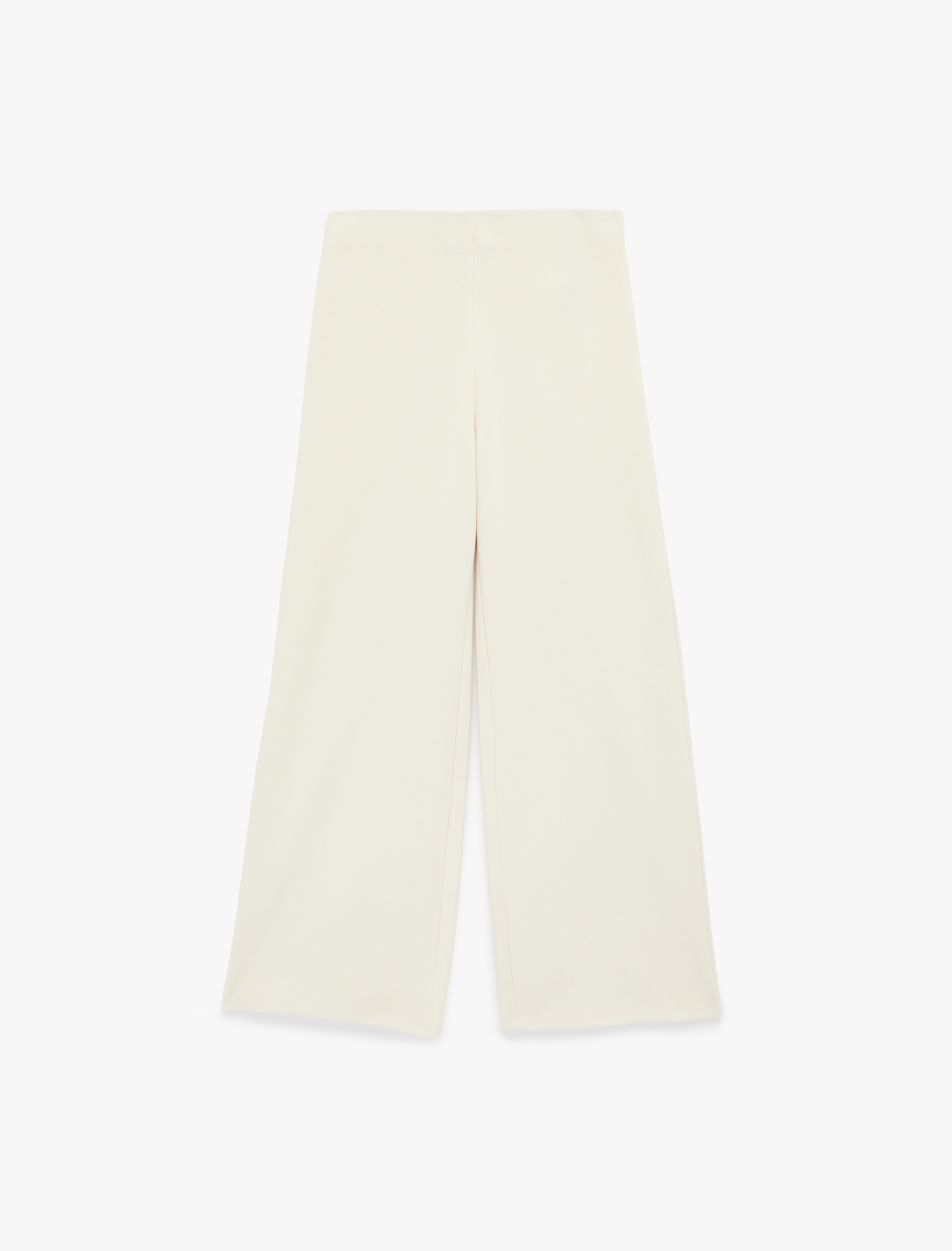   Standart Bel Düz Geniş Paça Pantolon