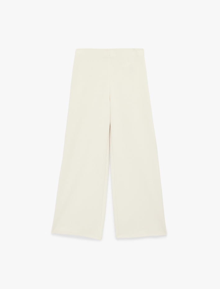  Standart Bel Düz Geniş Paça Pantolon