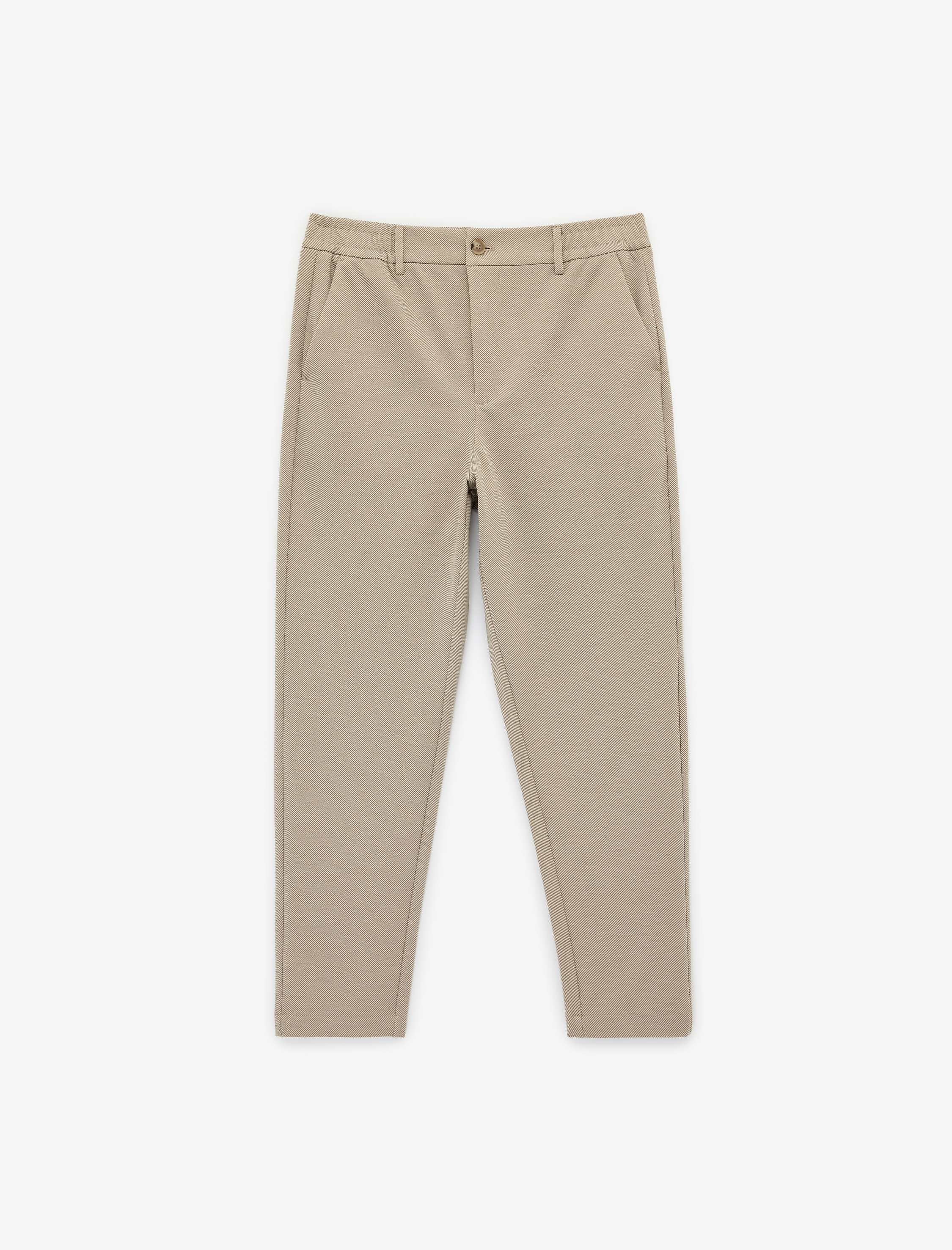   Slim Fit Viskon Karışımlı Cepli Düğmeli Chino Pantolon