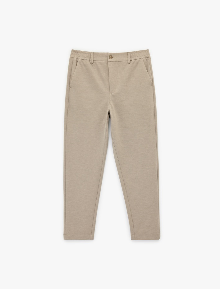  Slim Fit Viskon Karışımlı Cepli Düğmeli Chino Pantolon