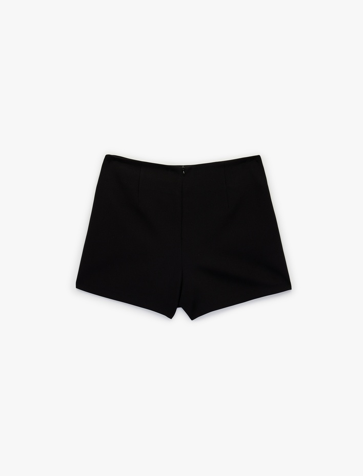  Drape Detaylı Kruvaze Mini Şort Etek