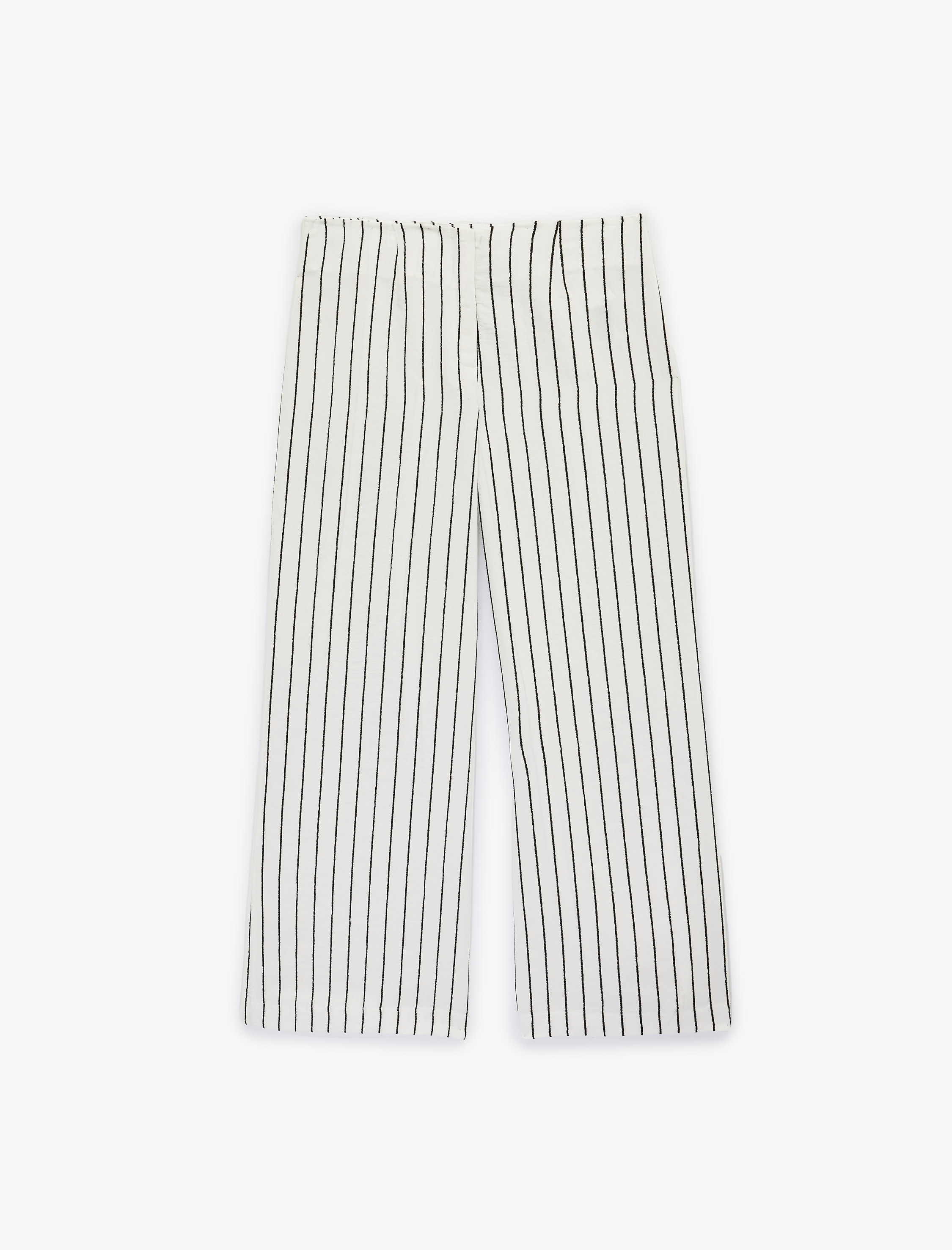   Modal Kumaş Yüksek Bel Geniş Paça Çizgili Pantolon