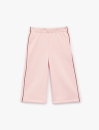 Beli Lastikli Pamuklu Şardonlu Biyeli Geniş Paça Eşofman Altı