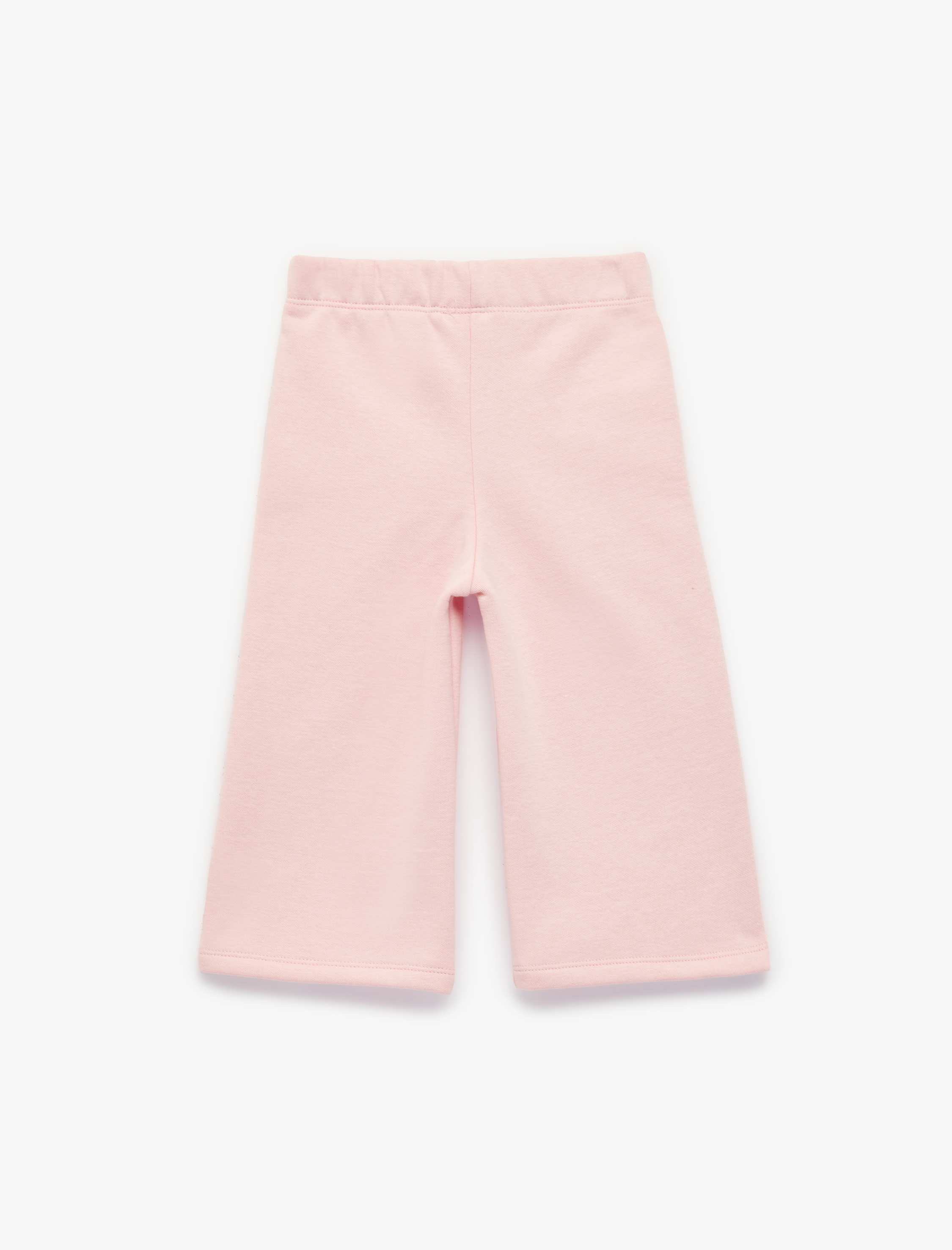  Kız Bebek Beli Lastikli Pamuklu Şardonlu Biyeli Geniş Paça Eşofman Altı