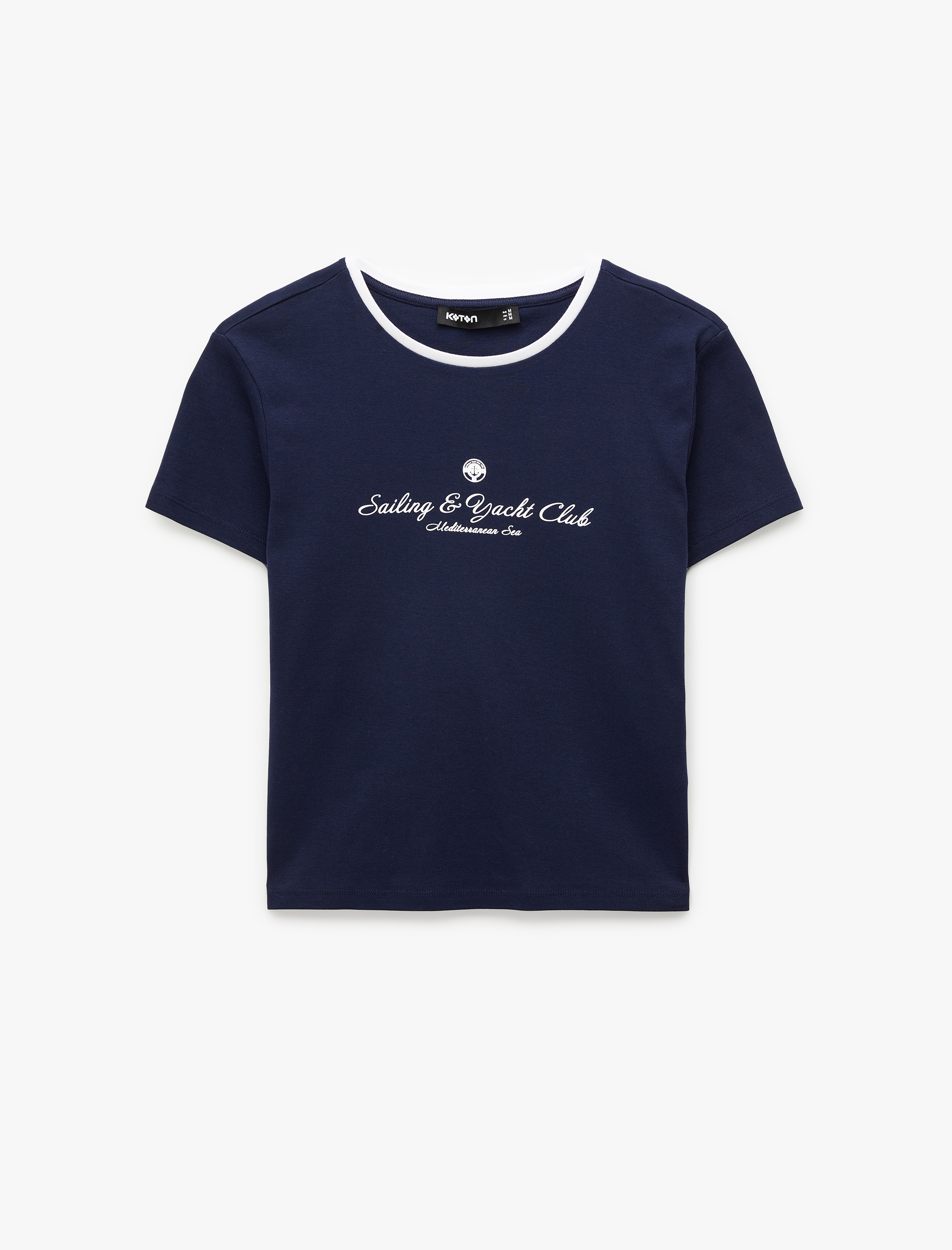   Slim Fit Bisiklet Yaka Kısa Kollu Pamuklu Baskılı Tişört