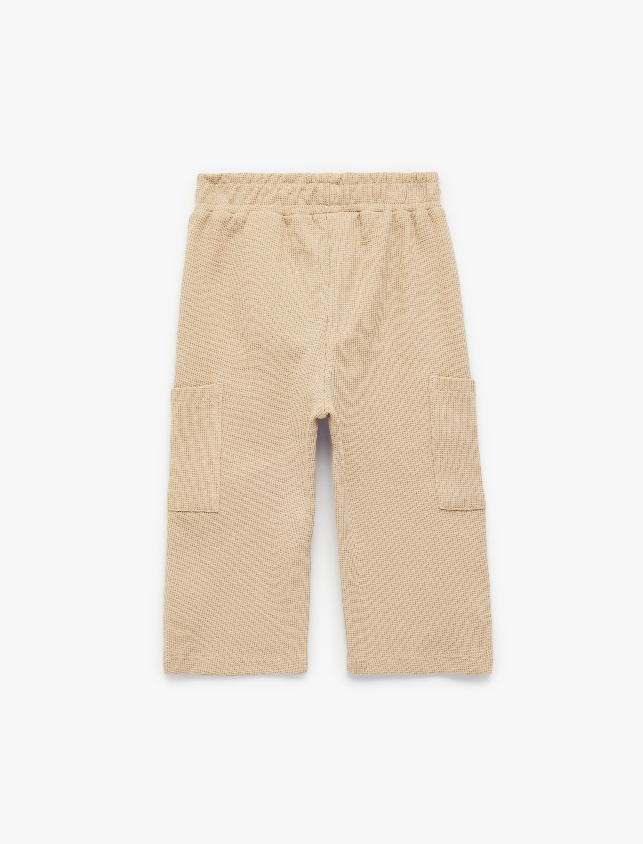  Erkek Bebek Pamuklu Waffle Kumaş Cep Detaylı Oversize Eşofman Altı