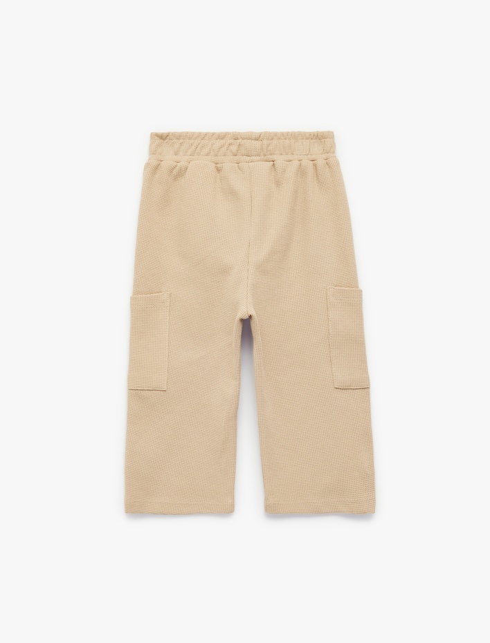 Erkek Bebek Pamuklu Waffle Kumaş Cep Detaylı Oversize Eşofman Altı