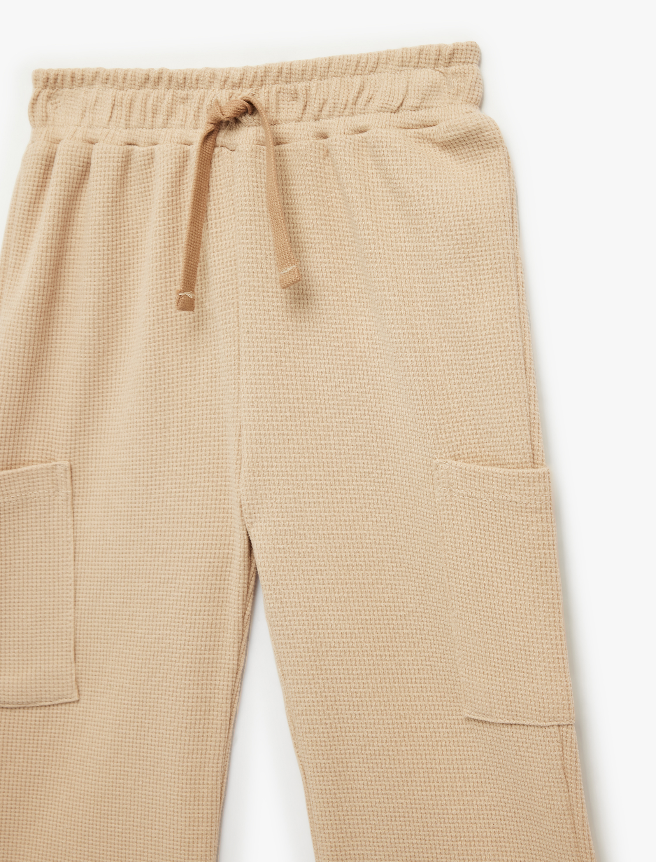  Erkek Bebek Pamuklu Waffle Kumaş Cep Detaylı Oversize Eşofman Altı