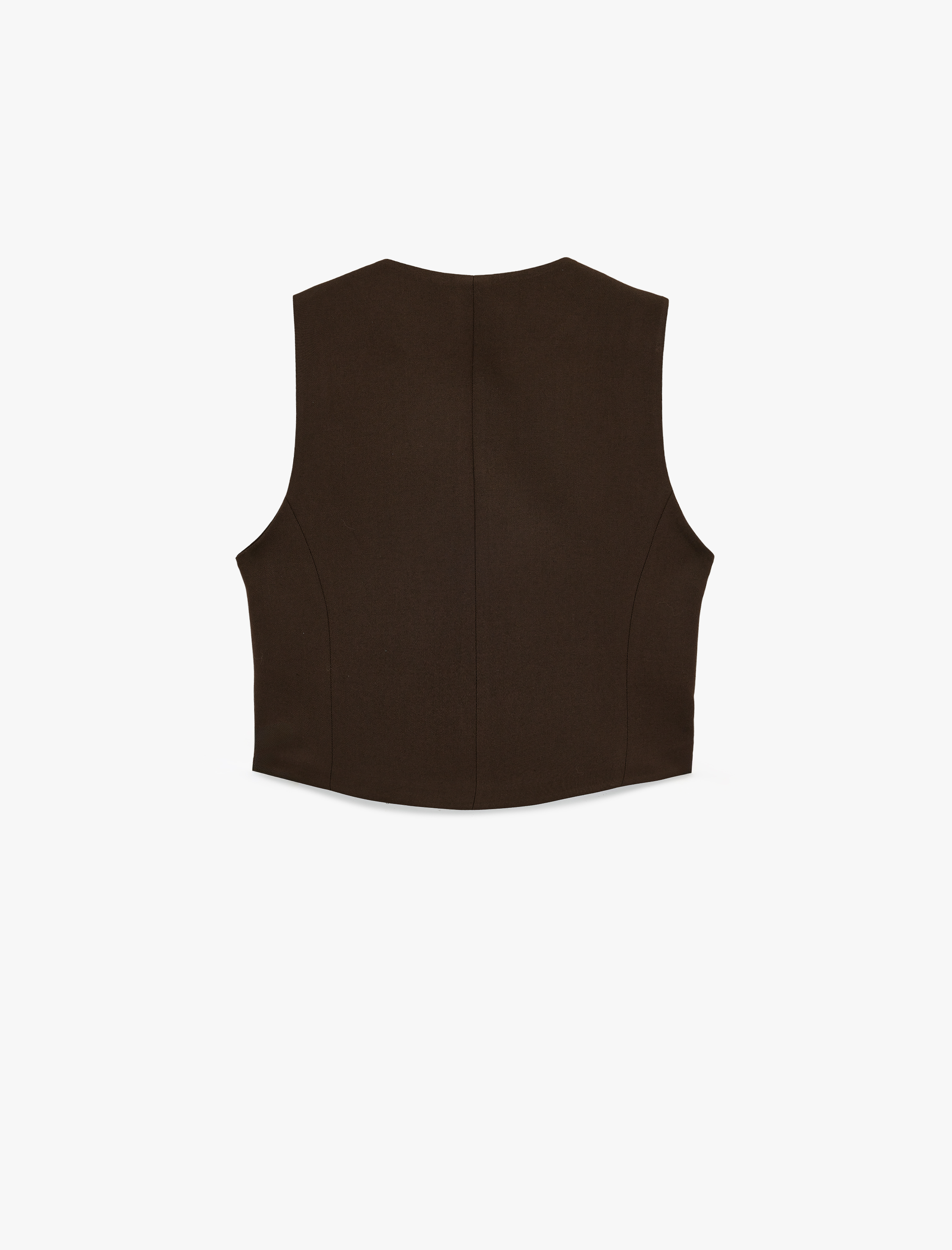   Düğmeli Cep Detaylı Viskon Karışımlı Kolsuz Kruvaze Yaka Yelek