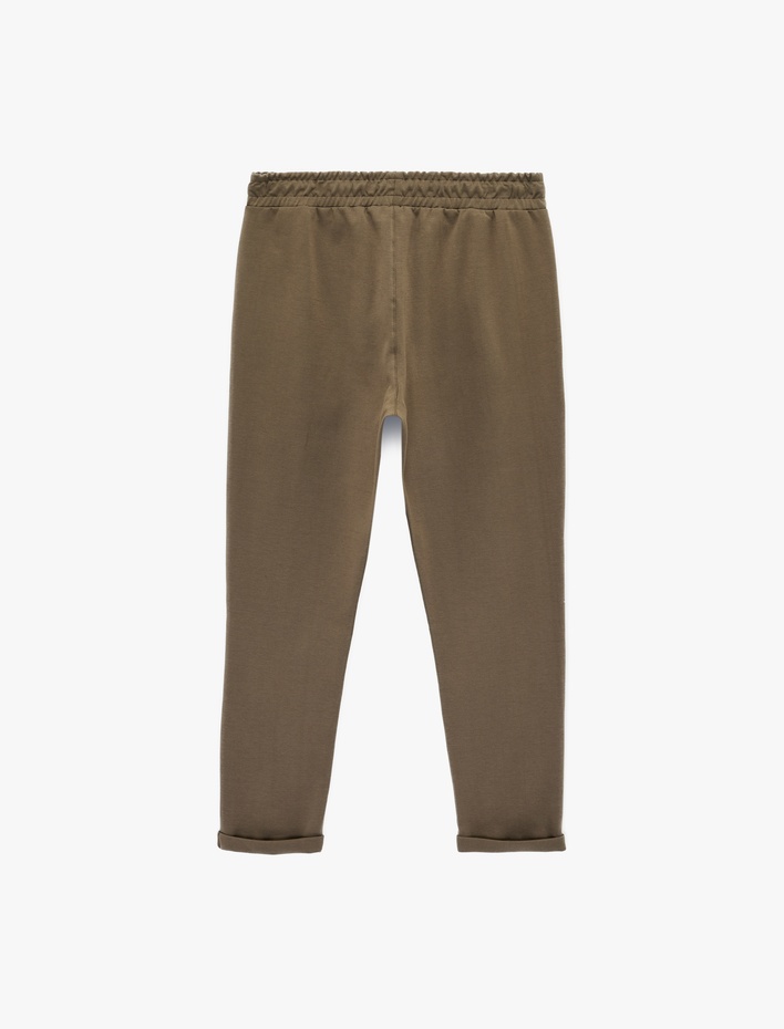  Pamuklu Cepli Duble Paça Beli Bağcıklı Tapered Spor Eşofman Altı