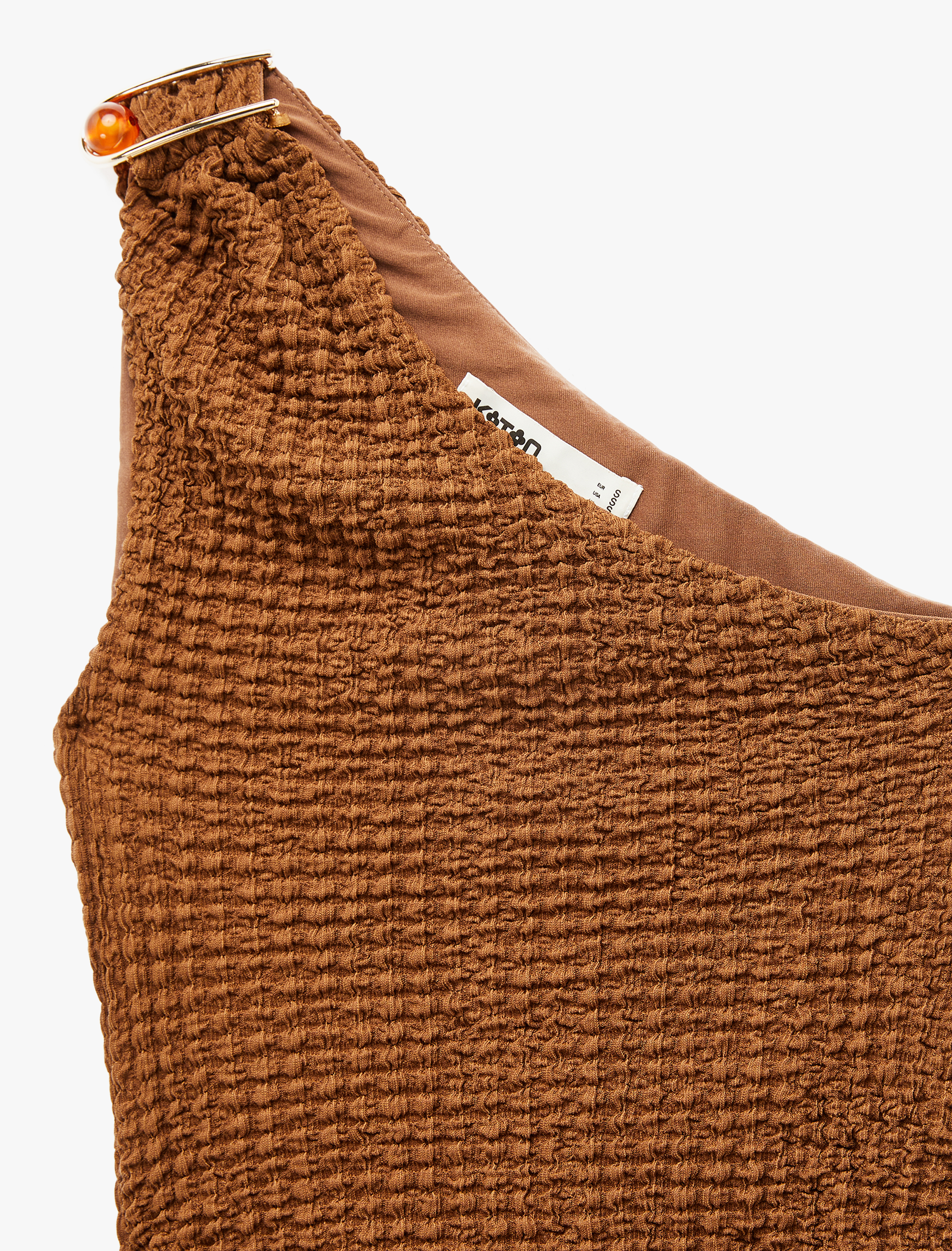   Bürümcük Kumaş Kolsuz Drape Detaylı Tek Omuz Uzun Elbise