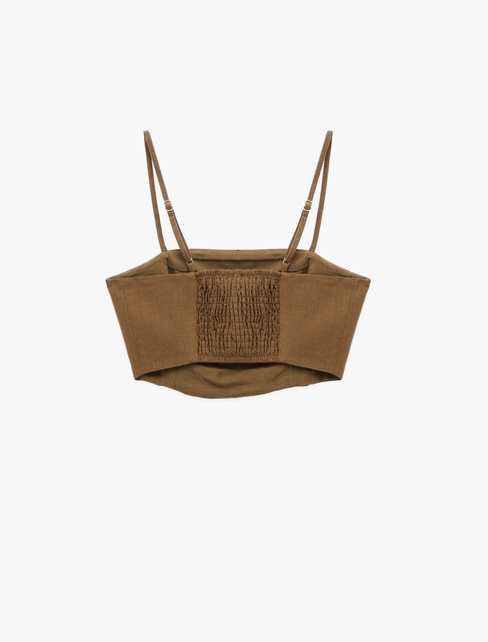  İp Askılı Sırt Detaylı Gipeli Kolsuz Crop Bluz