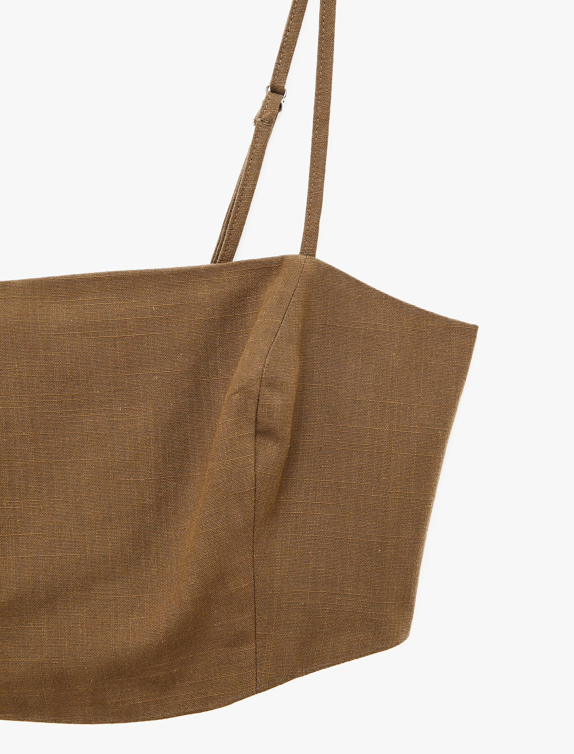   İp Askılı Sırt Detaylı Gipeli Kolsuz Crop Bluz