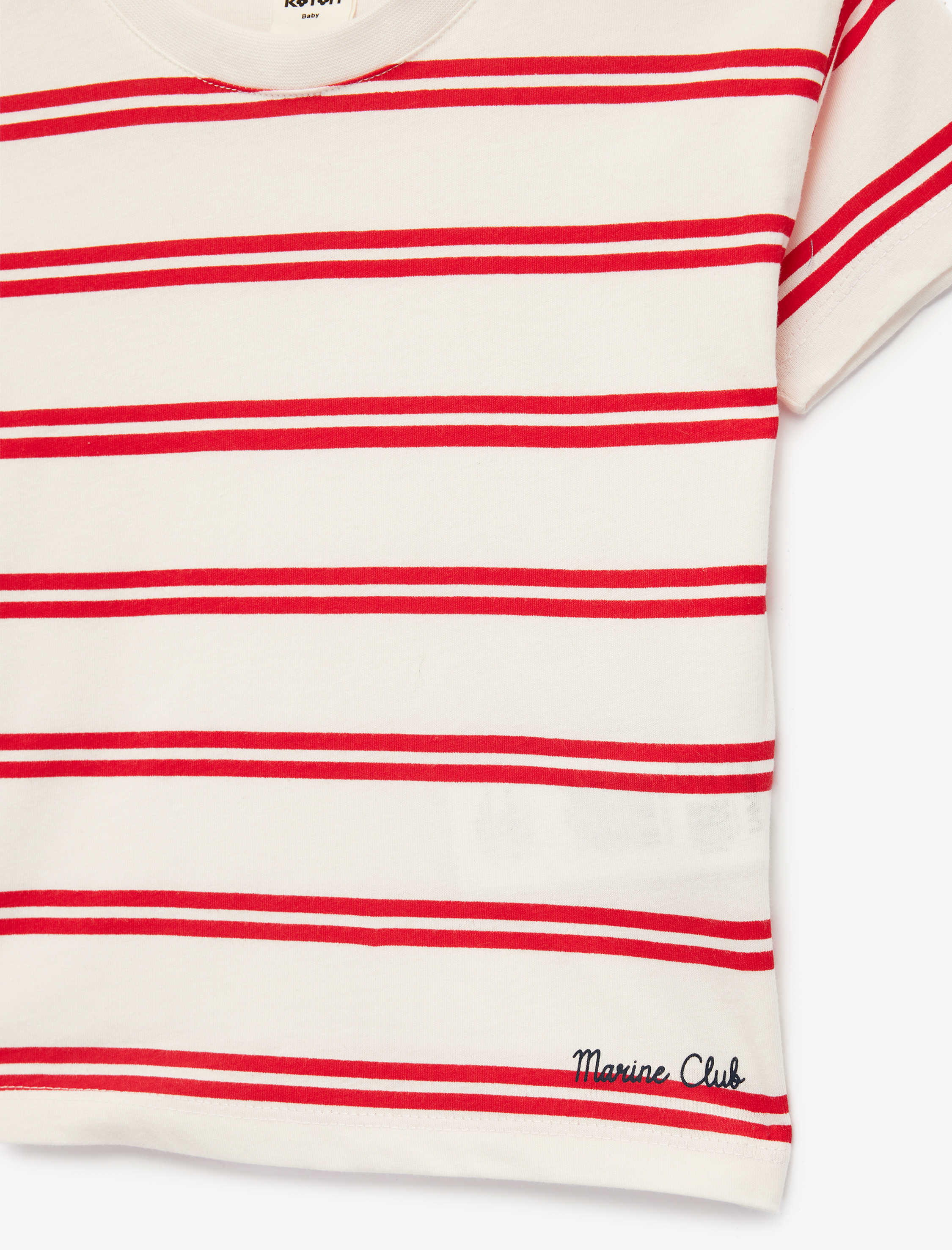  Erkek Bebek Pamuklu Kısa Kollu Bisiklet Yaka Baskı Detaylı Çizgili Oversize Tişört