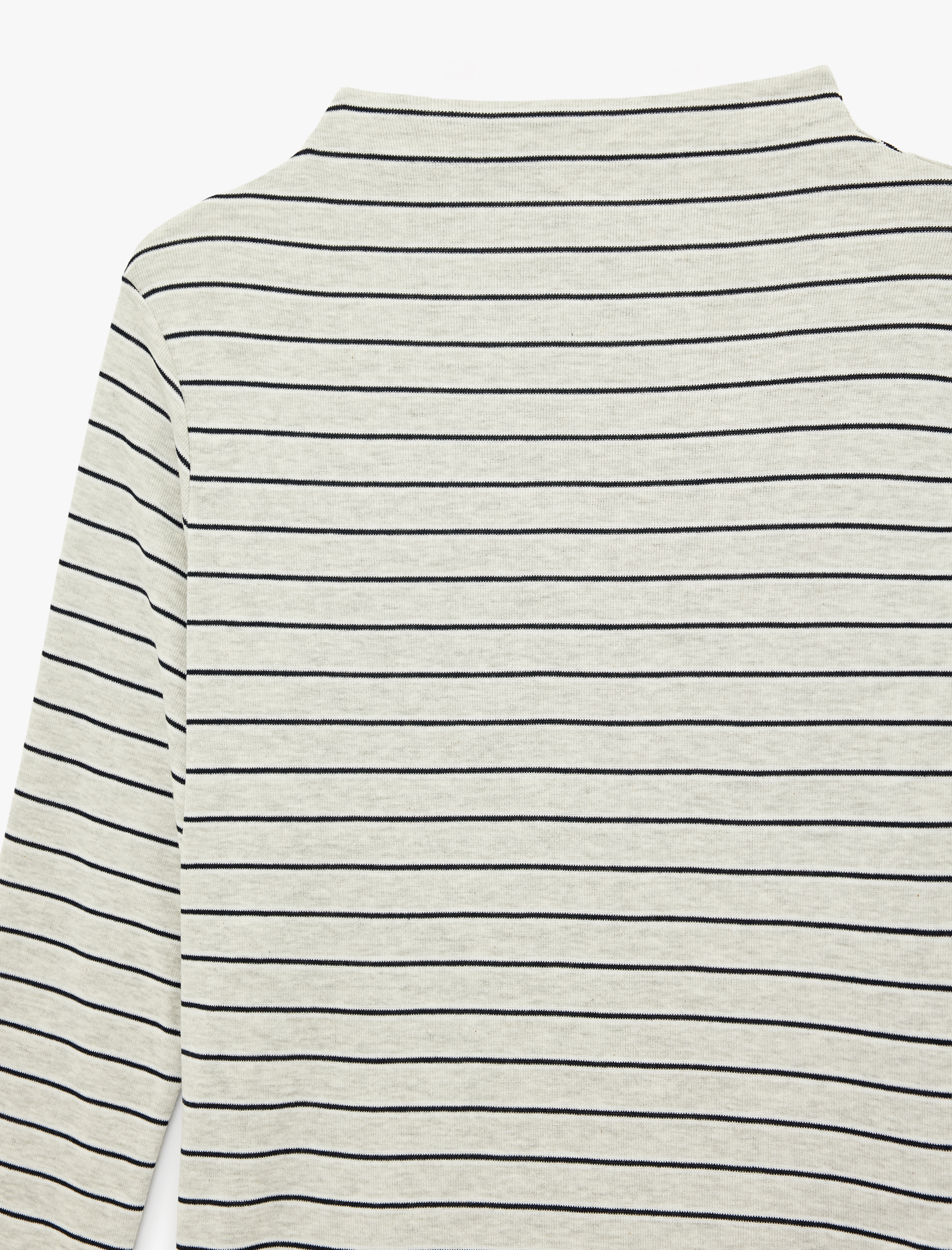   Slim Fit Uzun Kollu Geniş Hafif Dik Yaka Çizgili Tişört