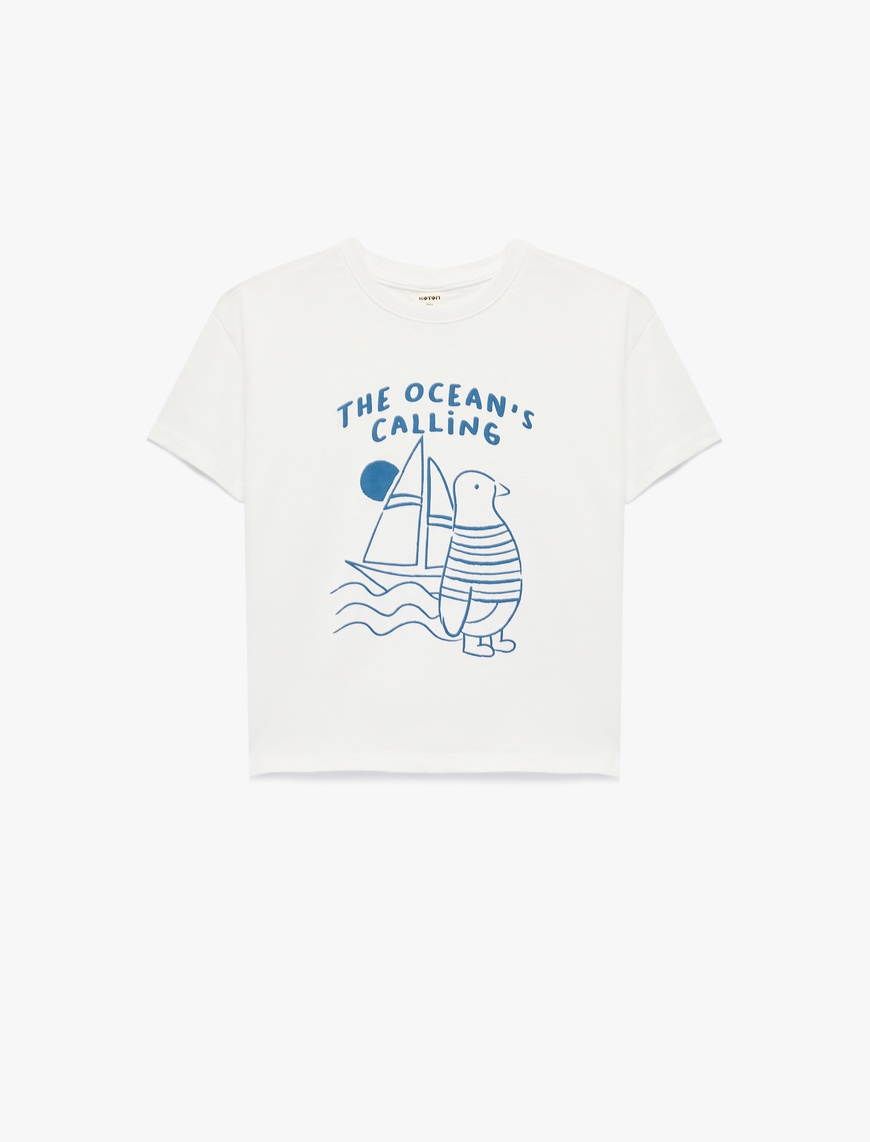 Koton Erkek Bebek Baskılı Kısa Kollu Bisiklet Yaka Pamuklu T-Shirt