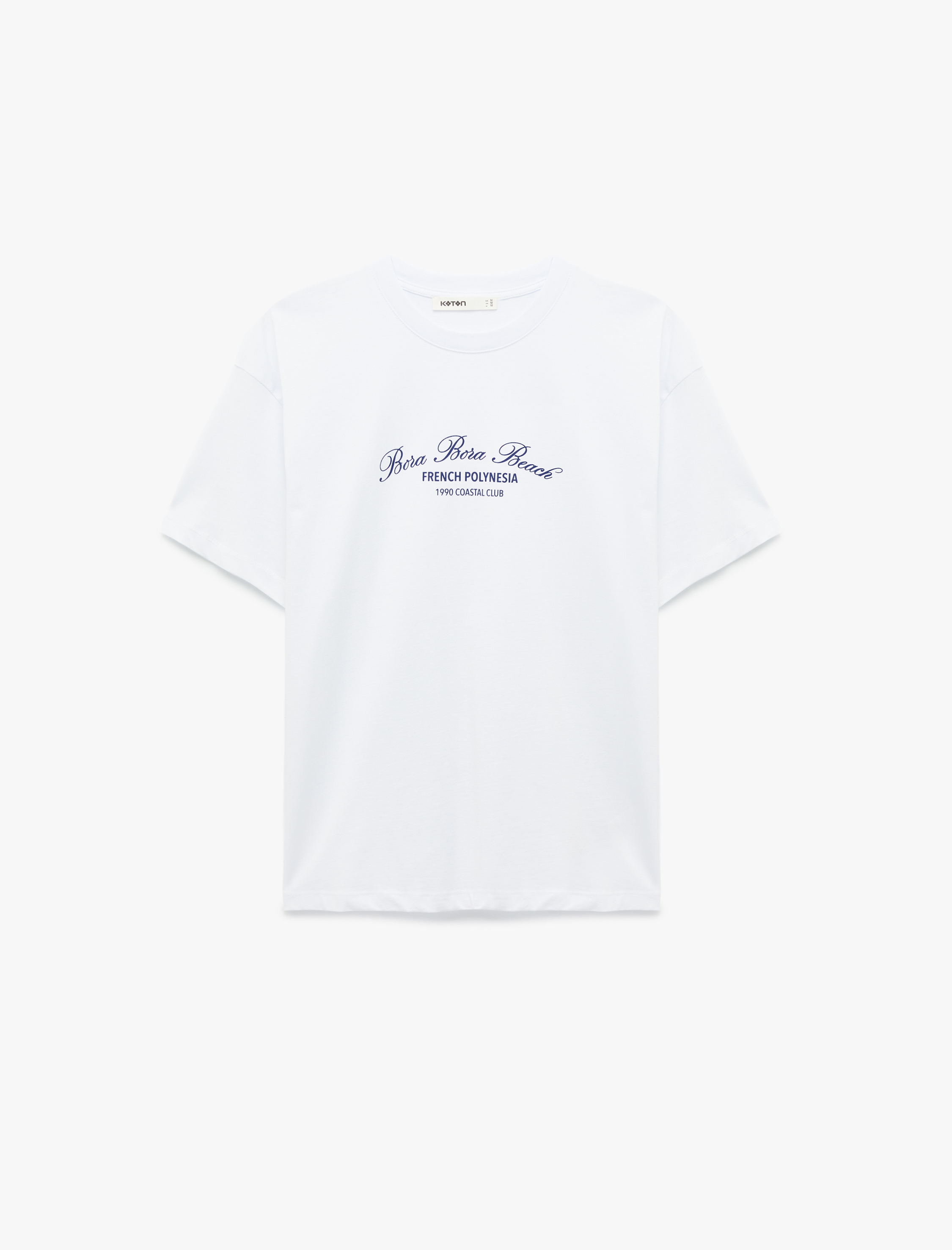   Kısa Kollu Bisiklet Yaka Baskılı Pamuklu Oversize Tişört