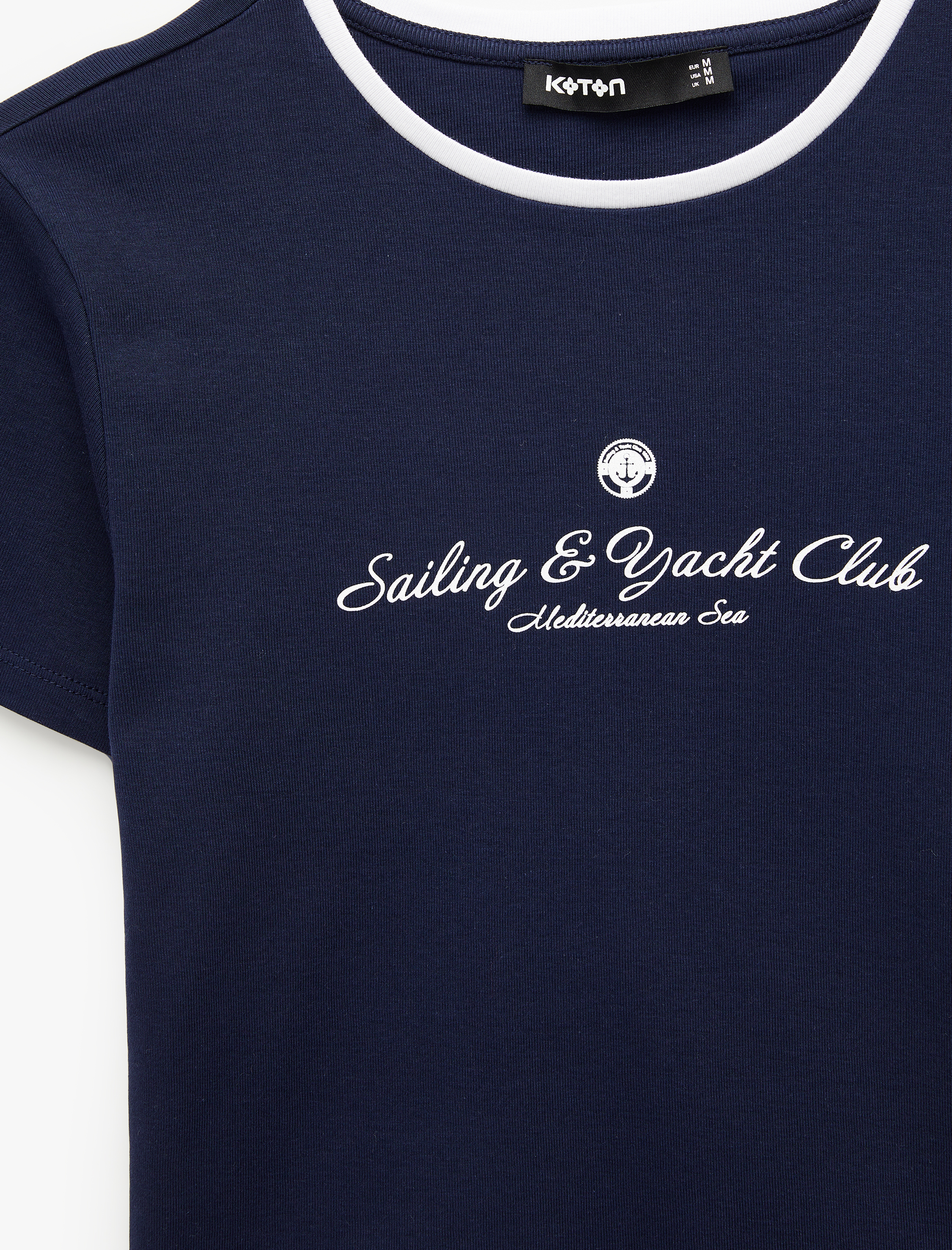   Slim Fit Bisiklet Yaka Kısa Kollu Pamuklu Baskılı Tişört