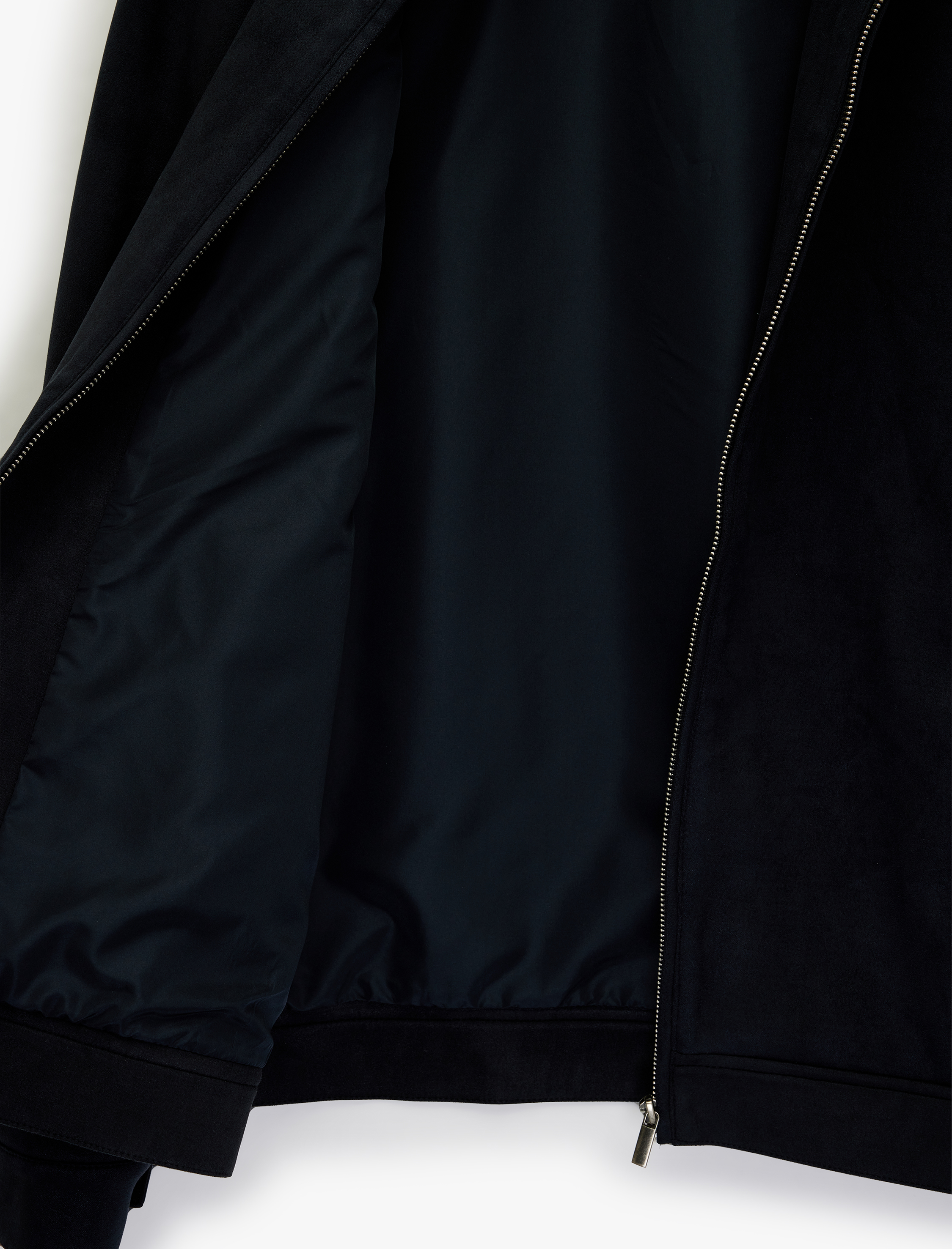   Uzun Kollu Dik Yaka Cepli Fermuarlı Slim Fit Suni Süet Bomber Ceket