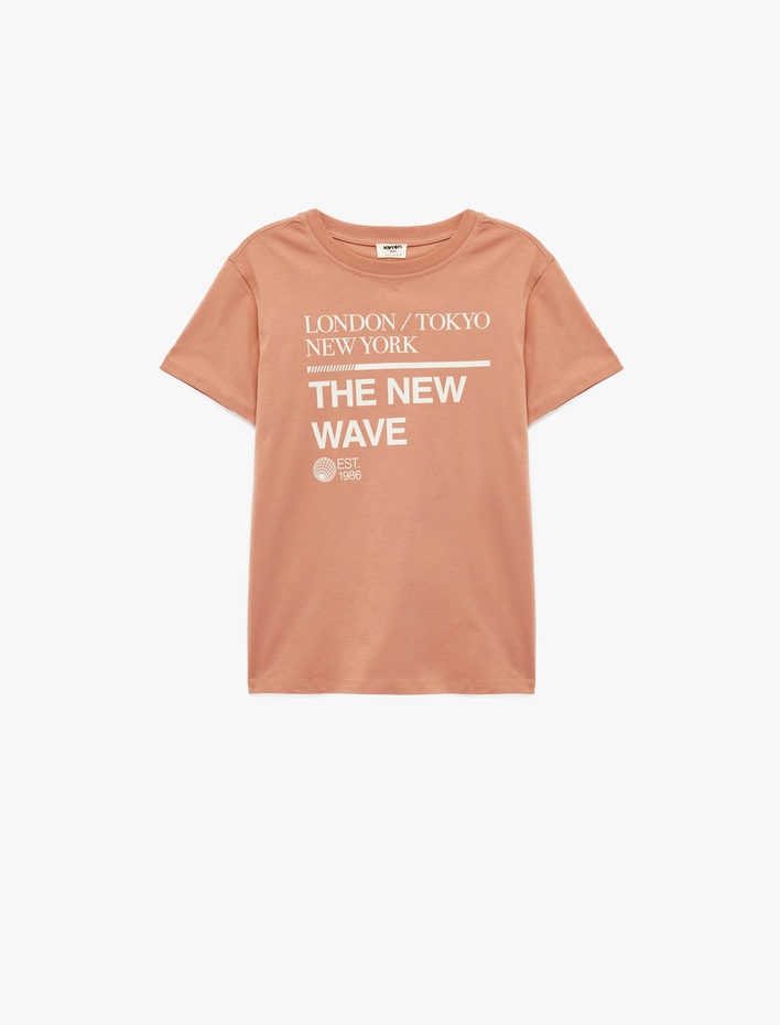 Erkek Çocuk Pamuklu Kısa Kollu Bisiklet Yaka Baskılı Tişört