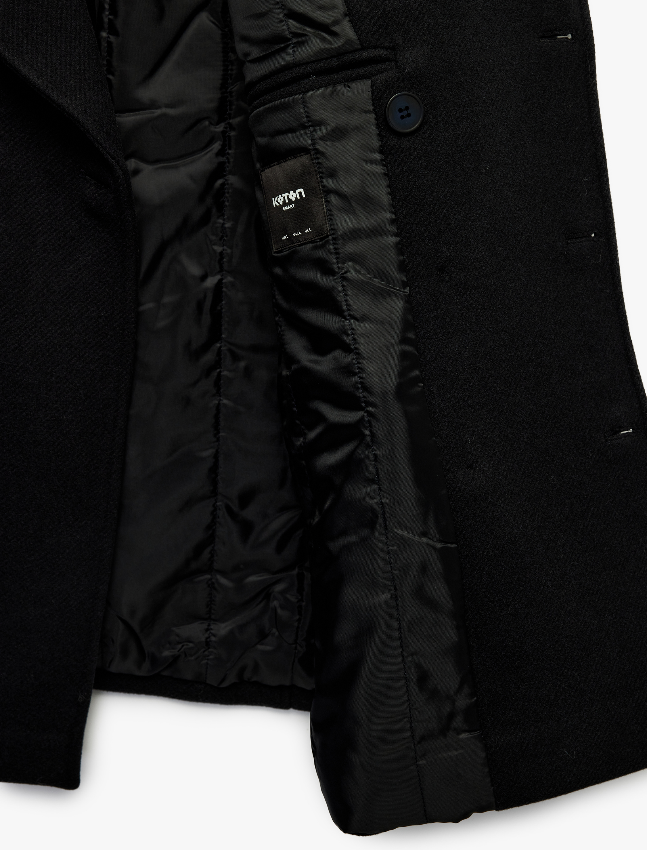   Uzun Kollu Cepli Kruvaze Yaka Kaşe Kaban