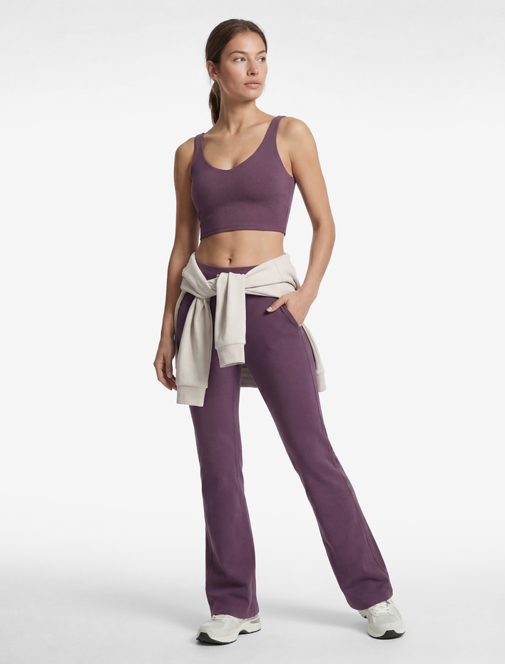  V Yaka Kolsuz Kaplı Slim Fit Sporcu Sütyeni