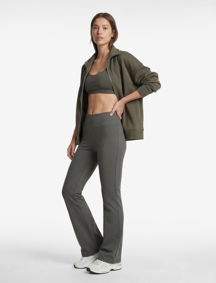  Yüksek Bel Slim Fit İspanyol Paça Spor Tayt