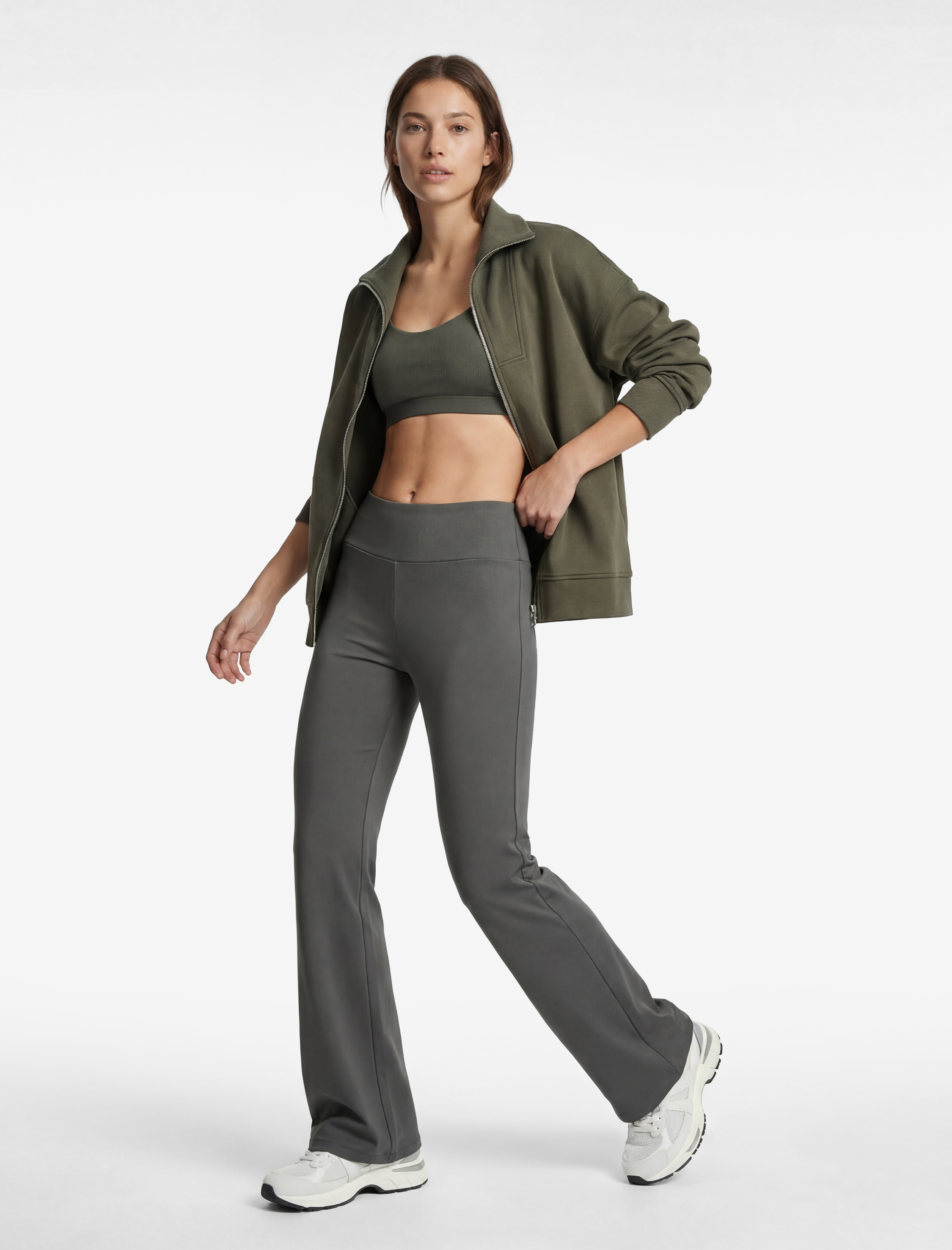   Yüksek Bel Slim Fit İspanyol Paça Spor Tayt