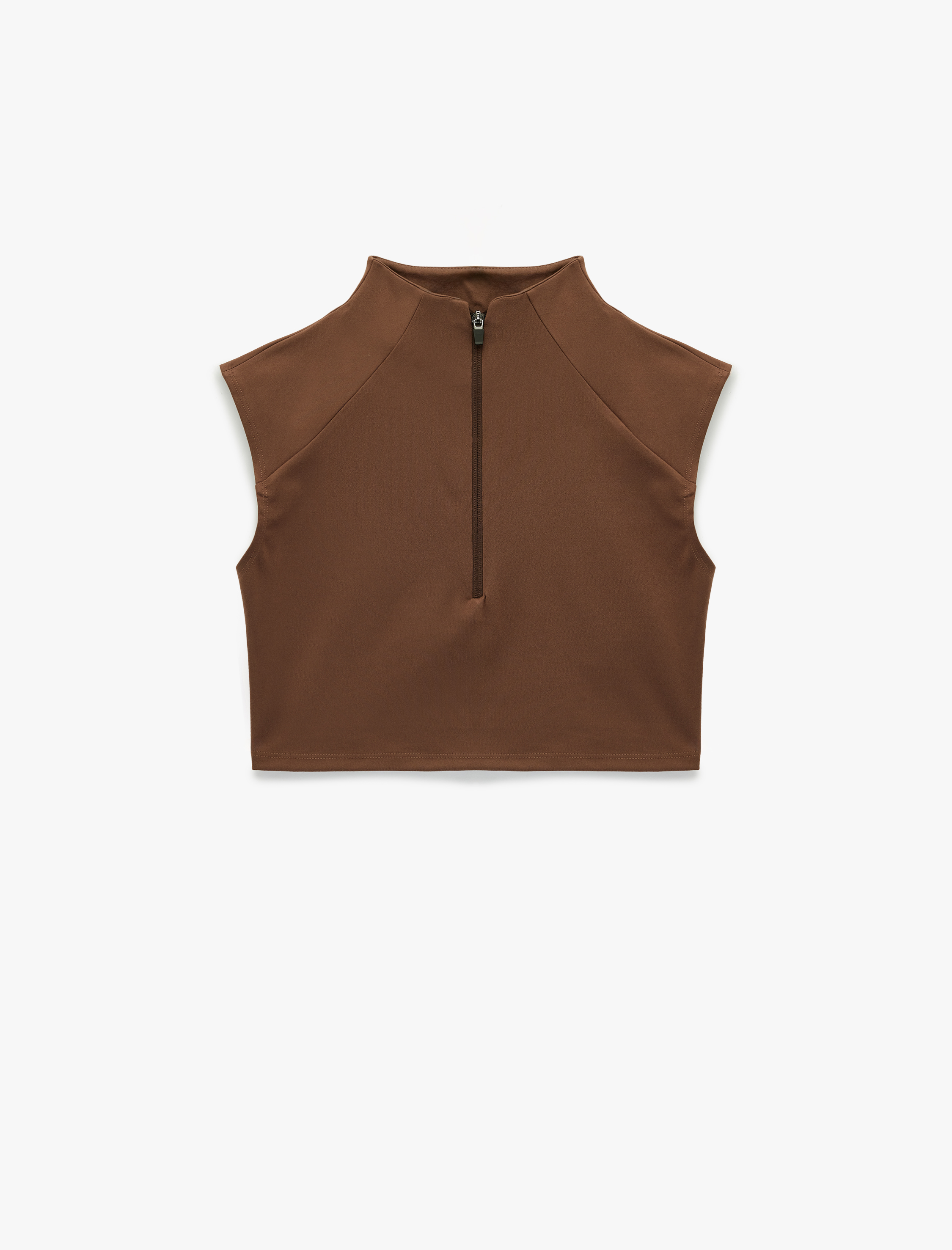   Dik Yaka Yarım Fermuarlı Slim Fit Crop Spor Atlet