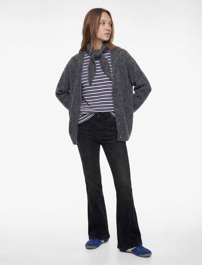  Cepli Yüksek Bel İspanyol Paça Jean Pantolon - Flare Jeans