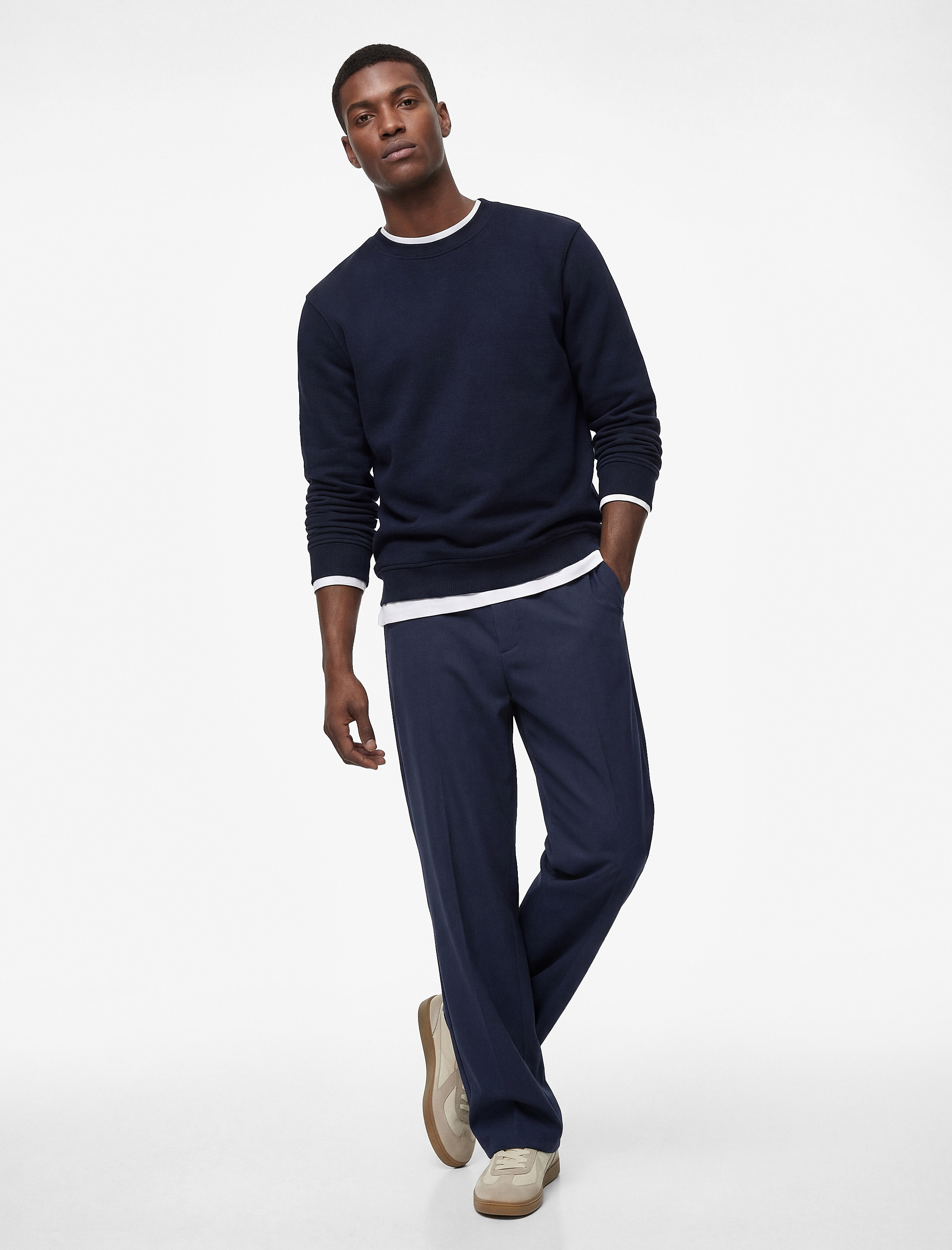   Regular Fit Uzun Kollu Şardonlu Basic Bisiklet Yaka Sweatshirt