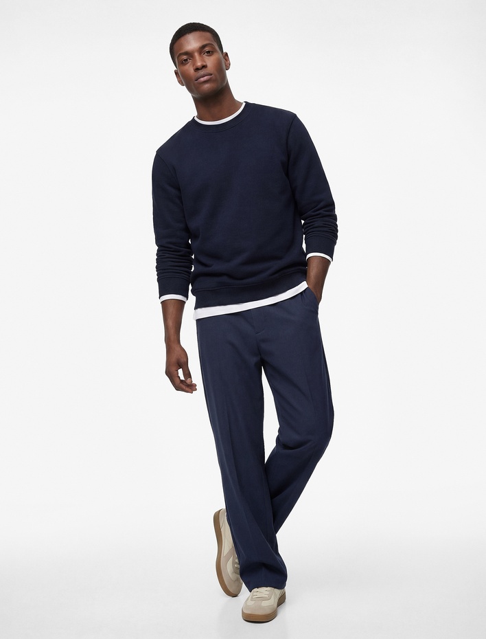  Regular Fit Uzun Kollu Şardonlu Basic Bisiklet Yaka Sweatshirt