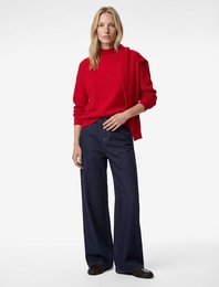 Oversize Viskon Karışımlı Uzun Kollu Dik Yaka Triko Kazak