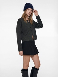 Uzun Kollu Bisiklet Yaka Düğmeli Triko Hırka