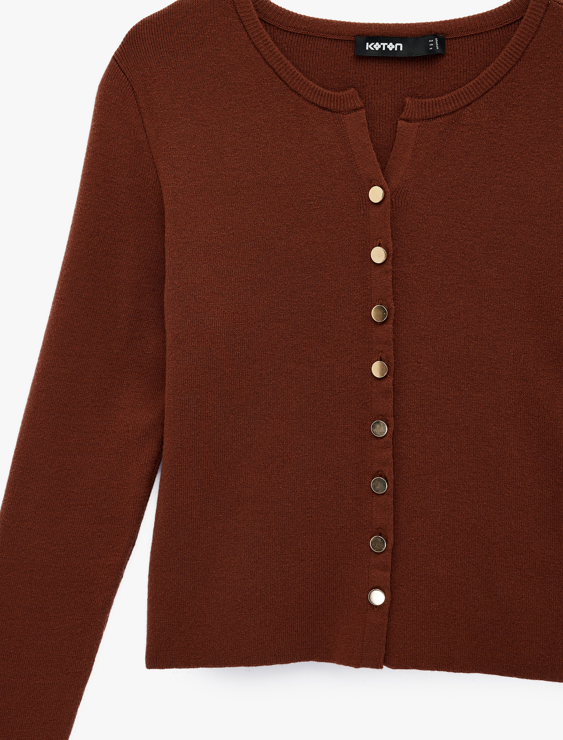   Uzun Kollu Düğmeli Bisiklet Yaka Triko Hırka