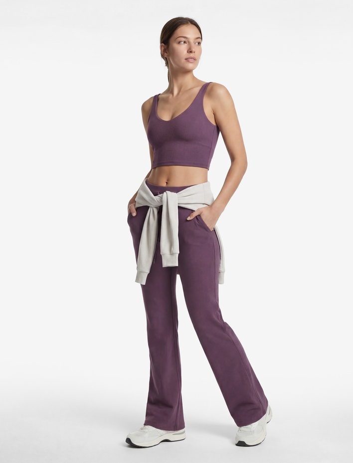  Yüksek Bel Bağcıklı İspanyol Paça Dikiş Detaylı Spor Tayt