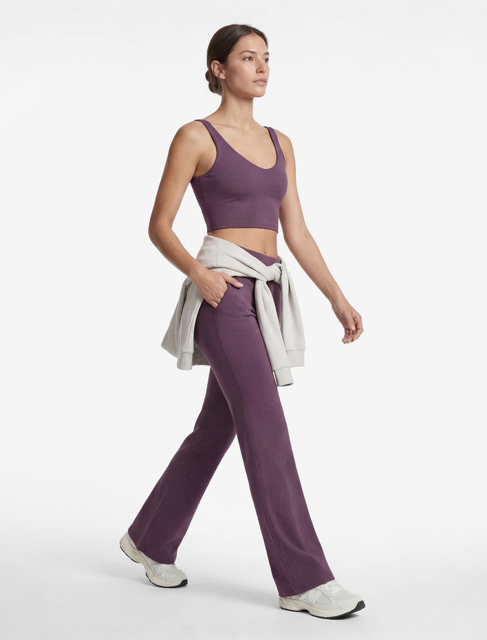  Yüksek Bel Bağcıklı İspanyol Paça Dikiş Detaylı Spor Tayt